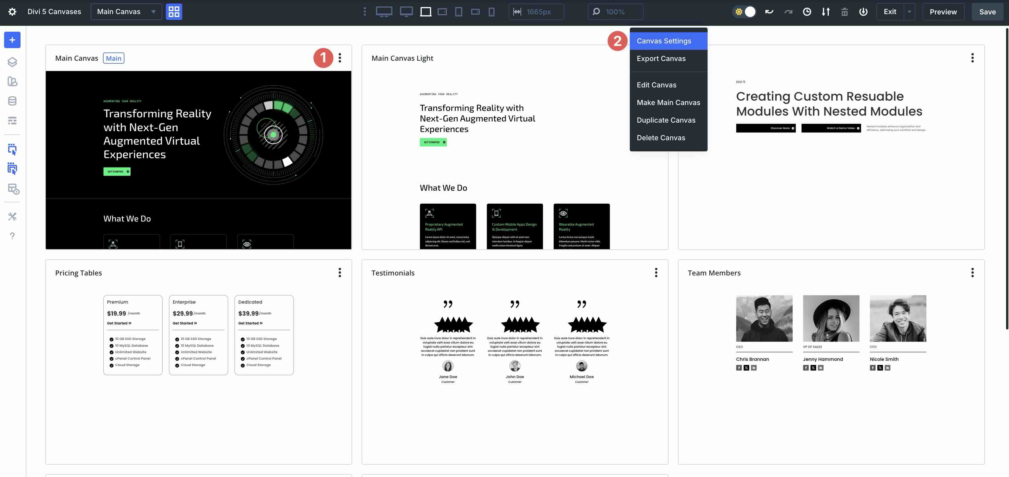 Divi 5 Canvas item options