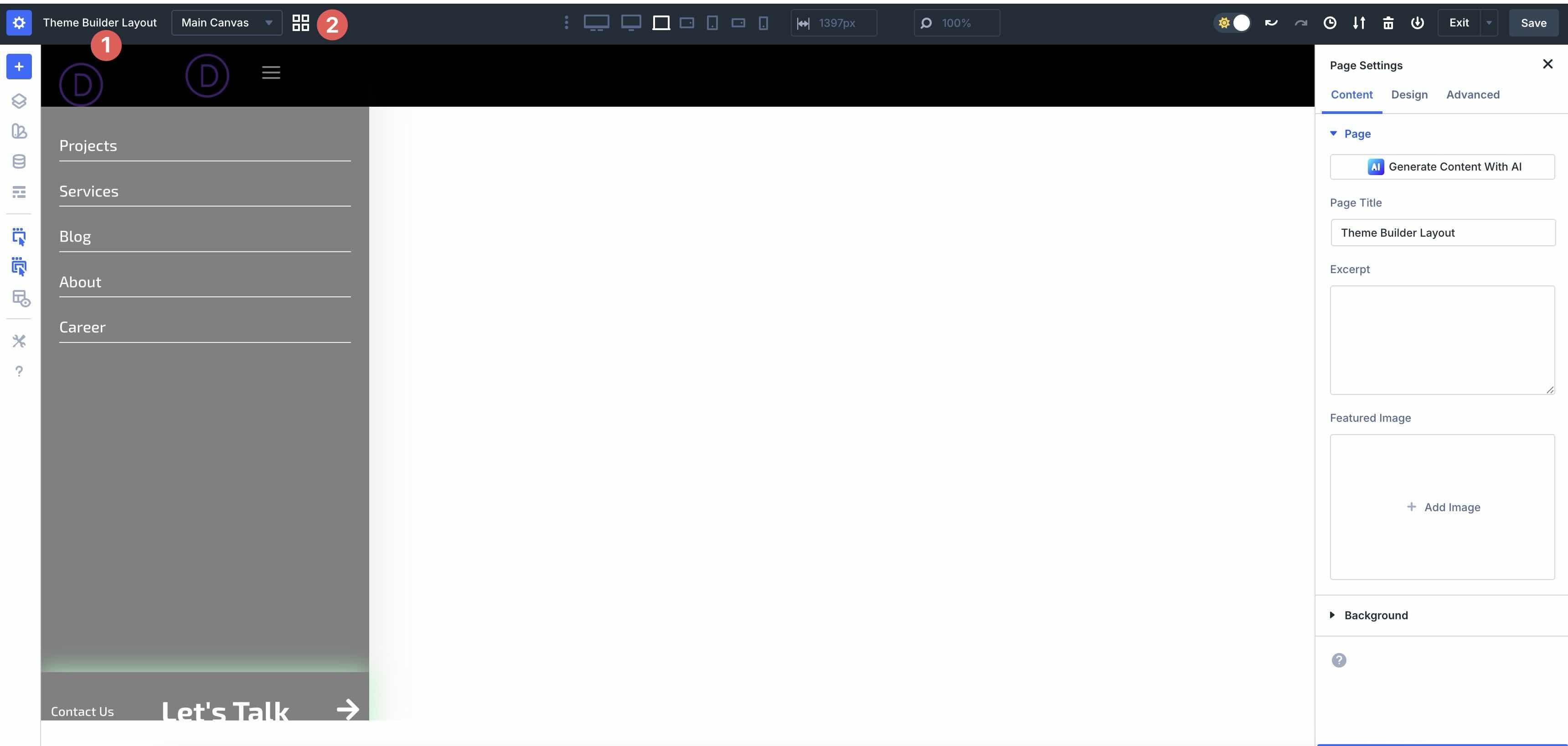Divi 5 Canvases in the theme builder
