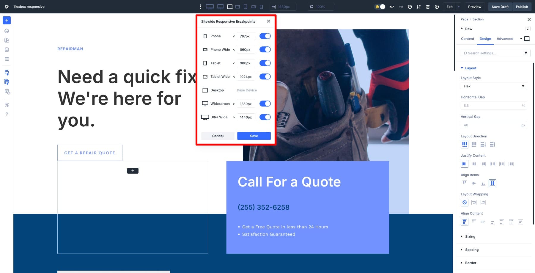 customizable breakpoints