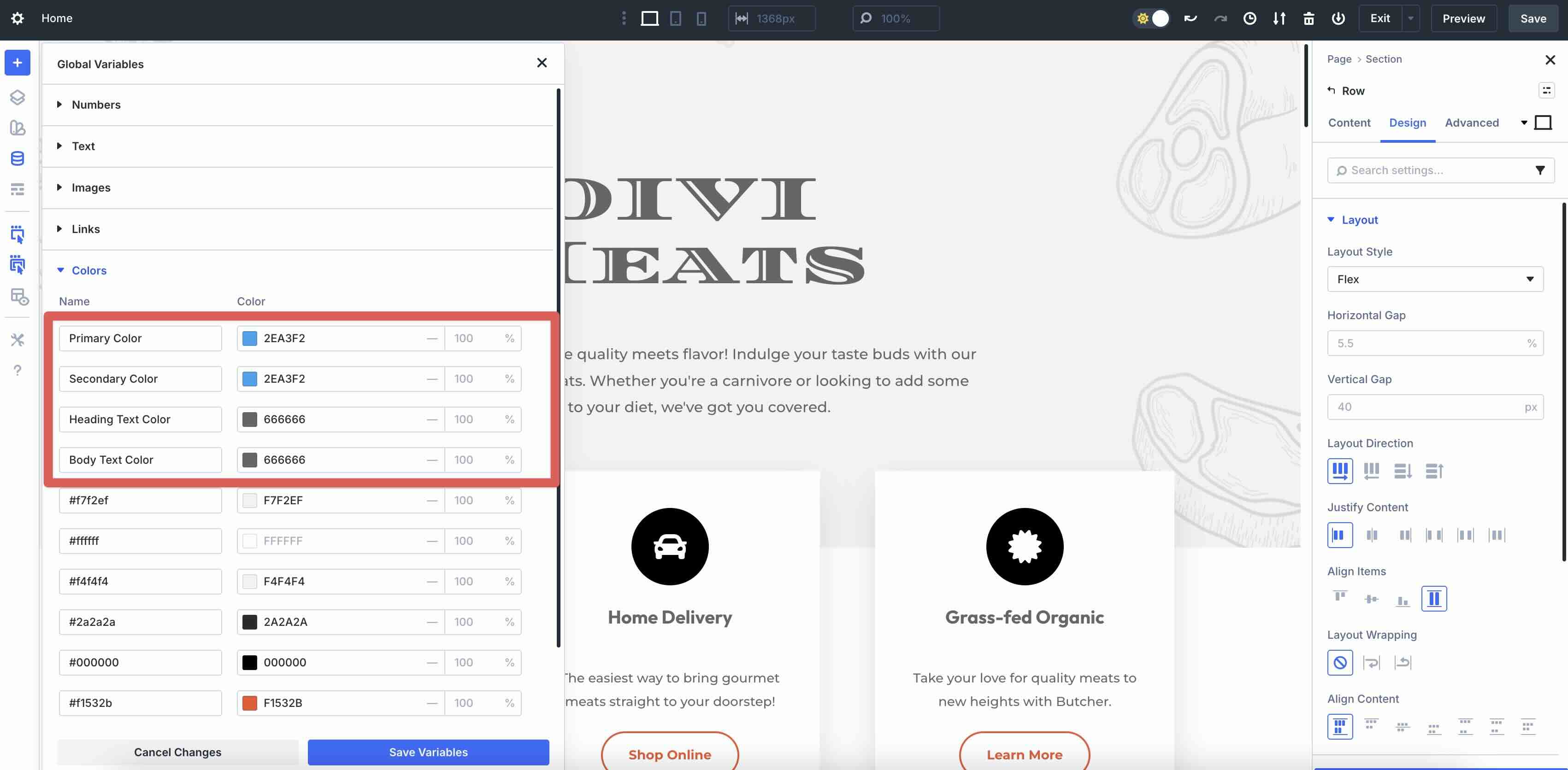 default colors in Divi 5