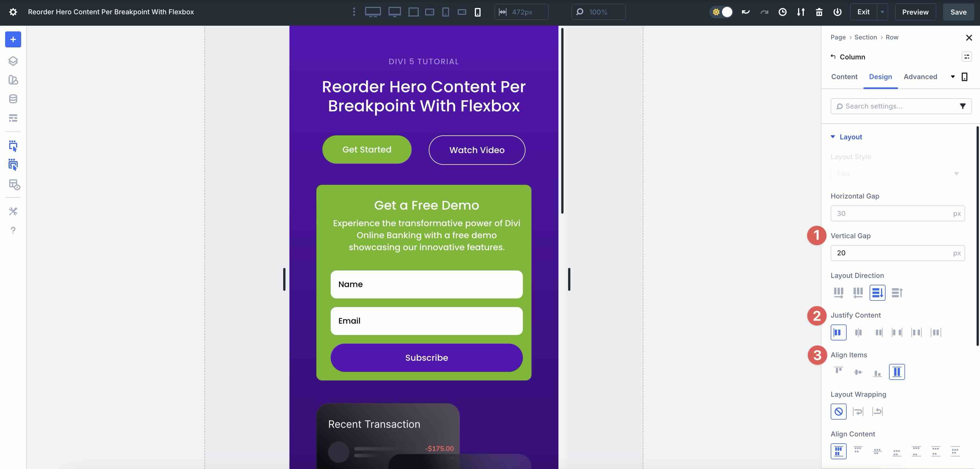 mobile flex settings