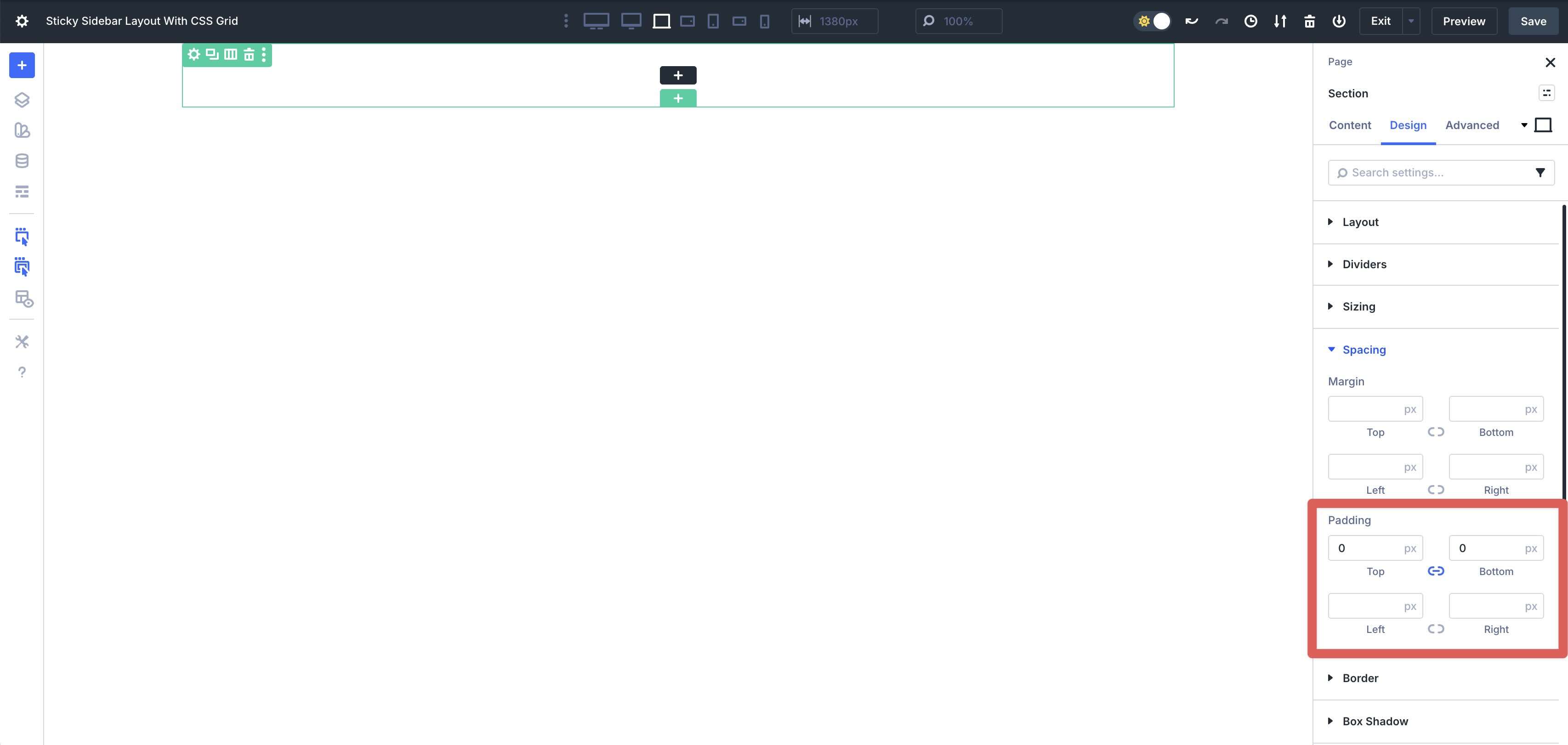 add padding to a section in Divi 5