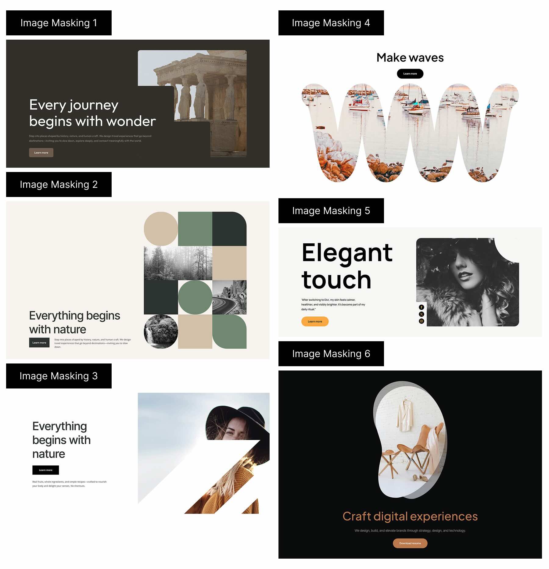 image masking designs for Divi 5