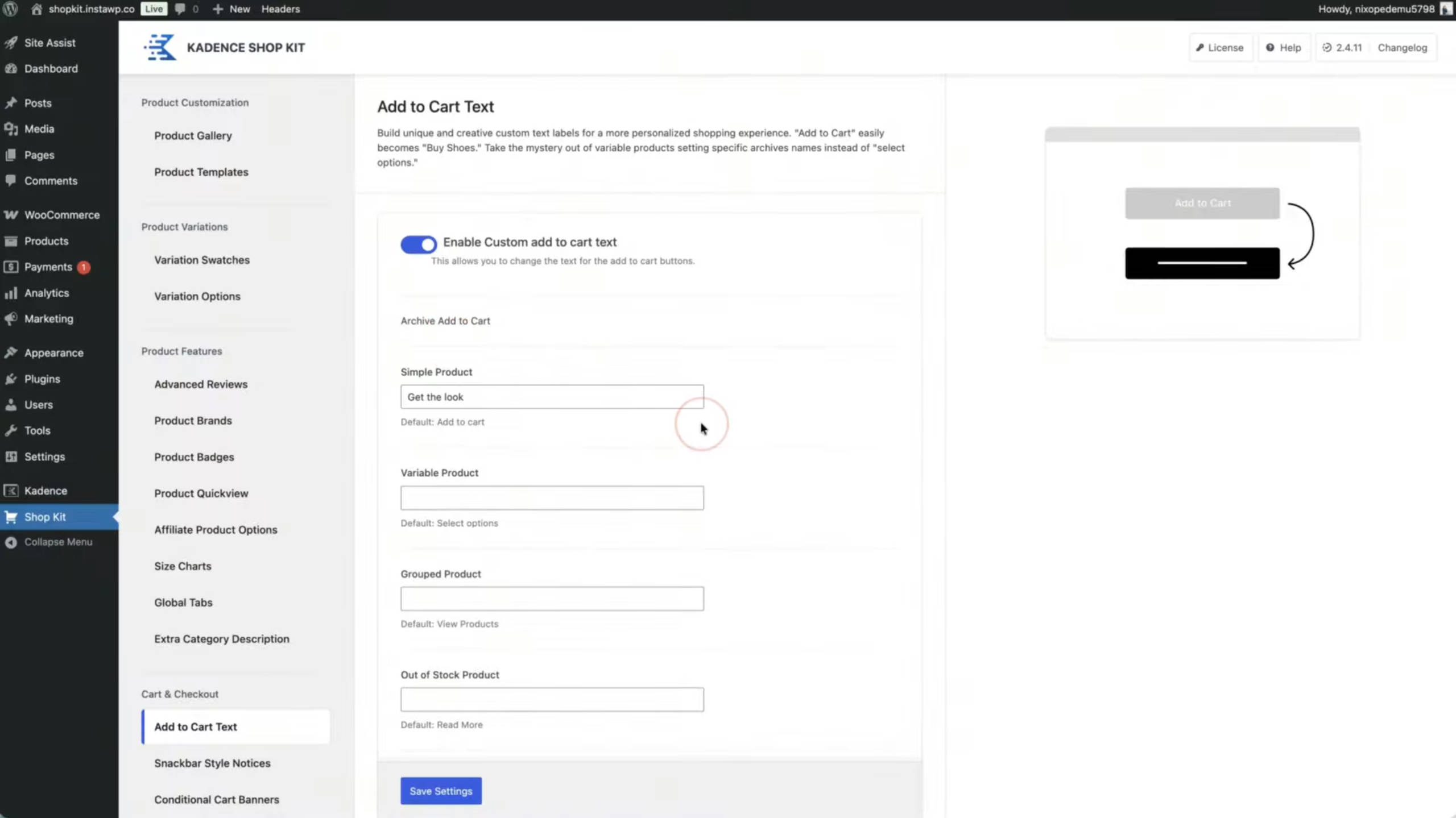 Kadence WP Ecommerce Change Text Labels Across Whole Site