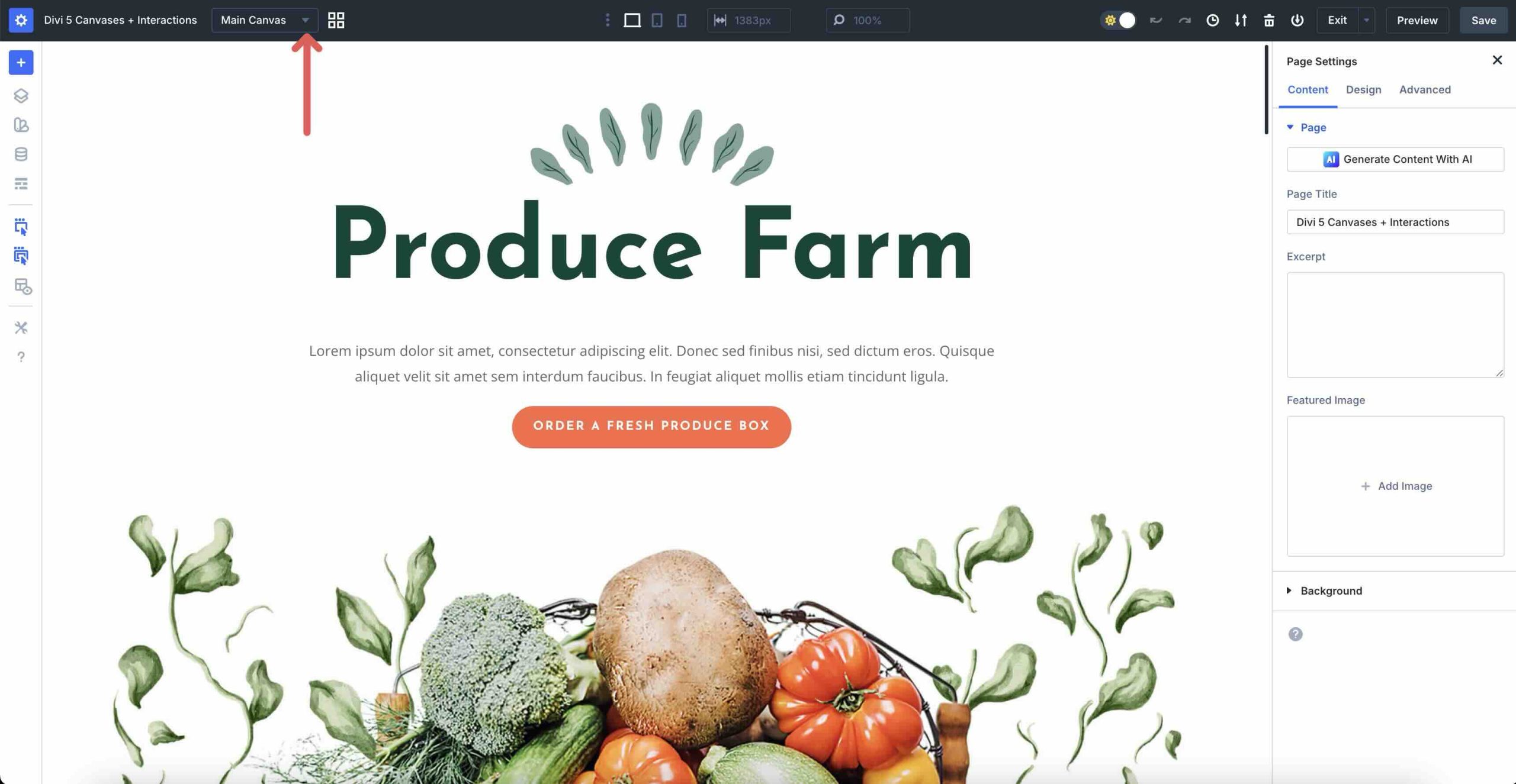 canvas dropdown menu