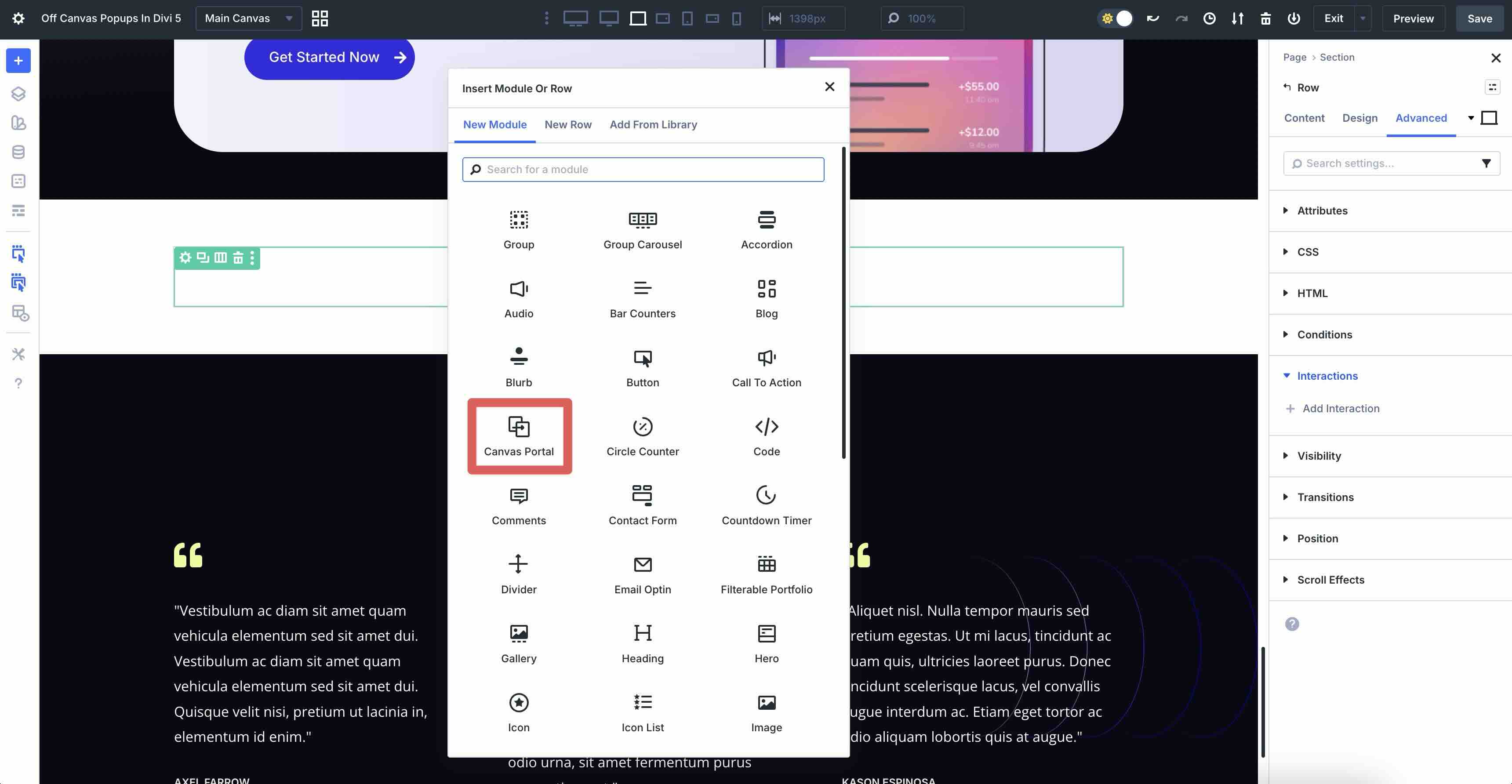 canvas portal module
