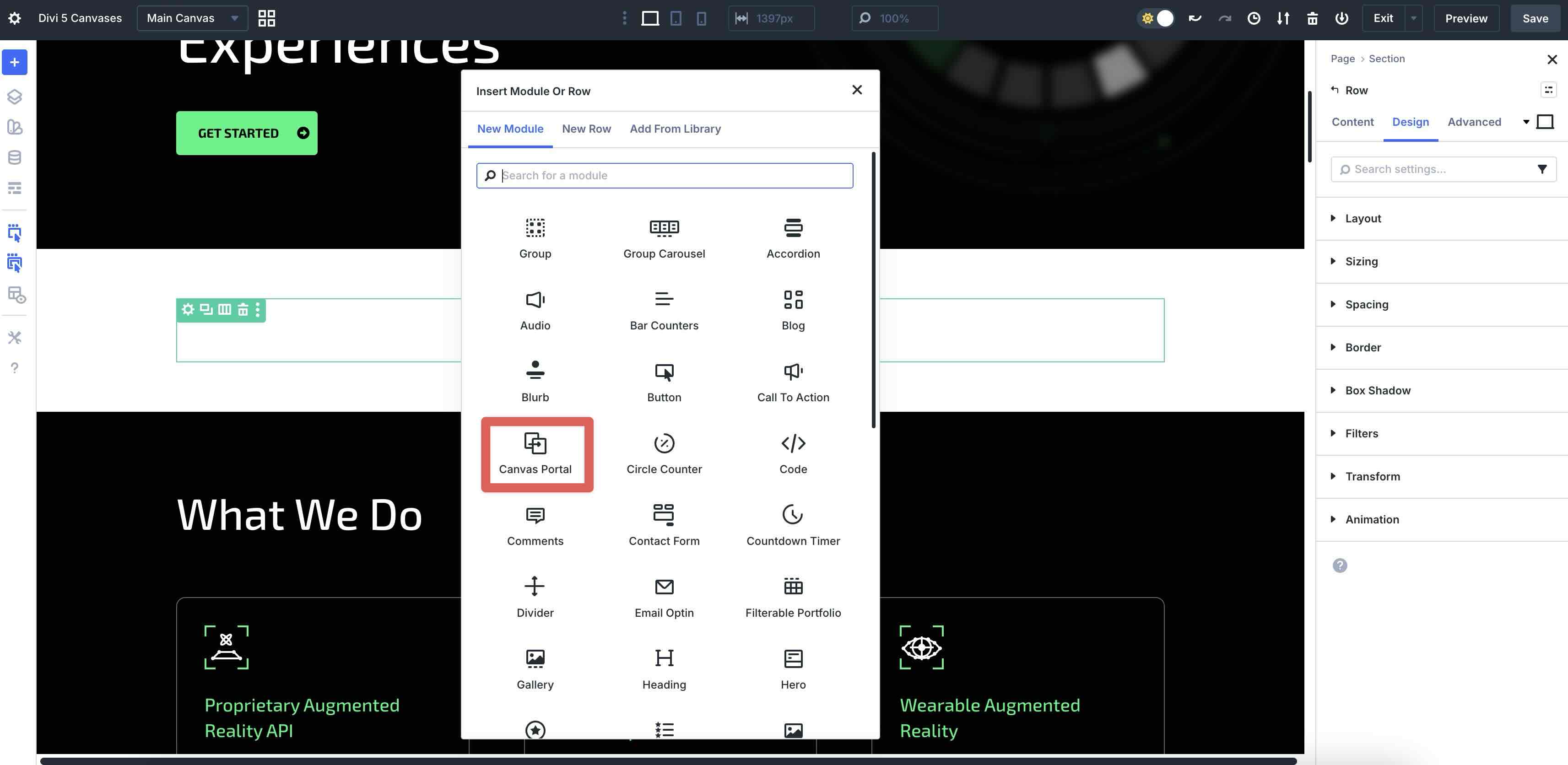 canvas portal module