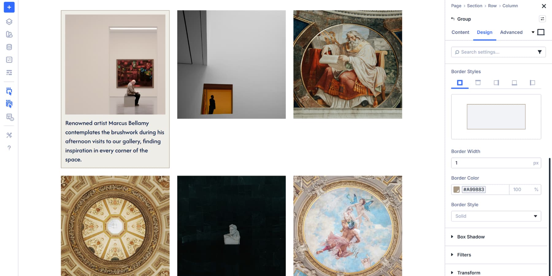 A screenshot of styling the group module to make it stand out