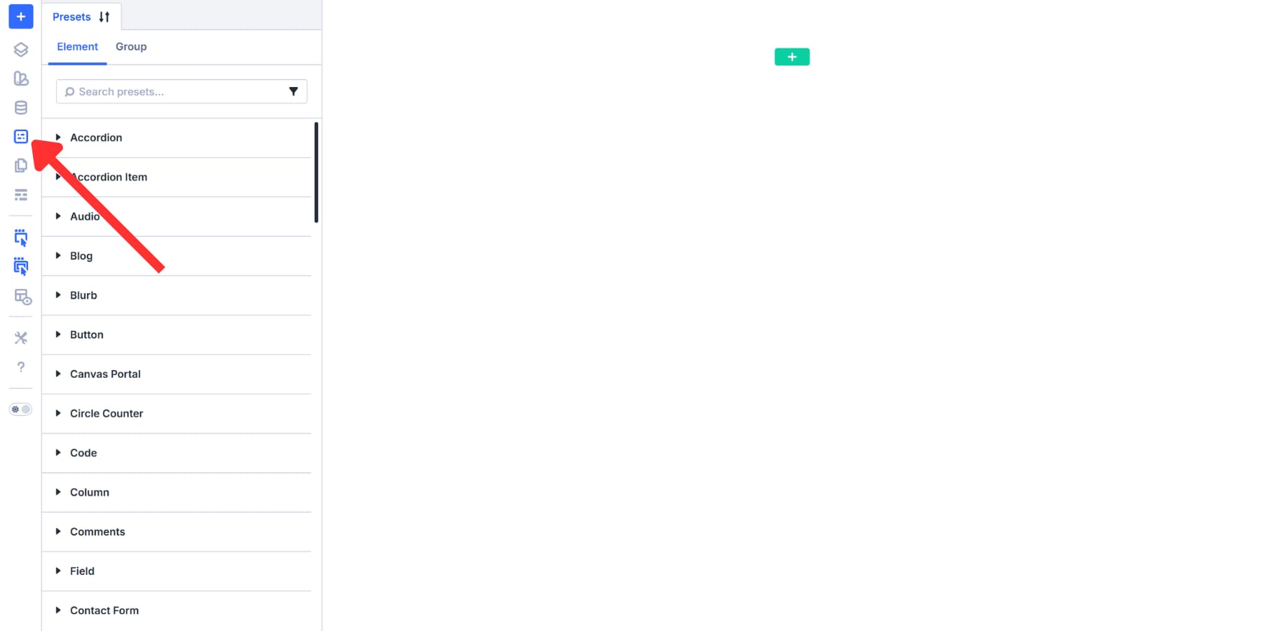 A screenshot of the preset manager icon in Divi 5