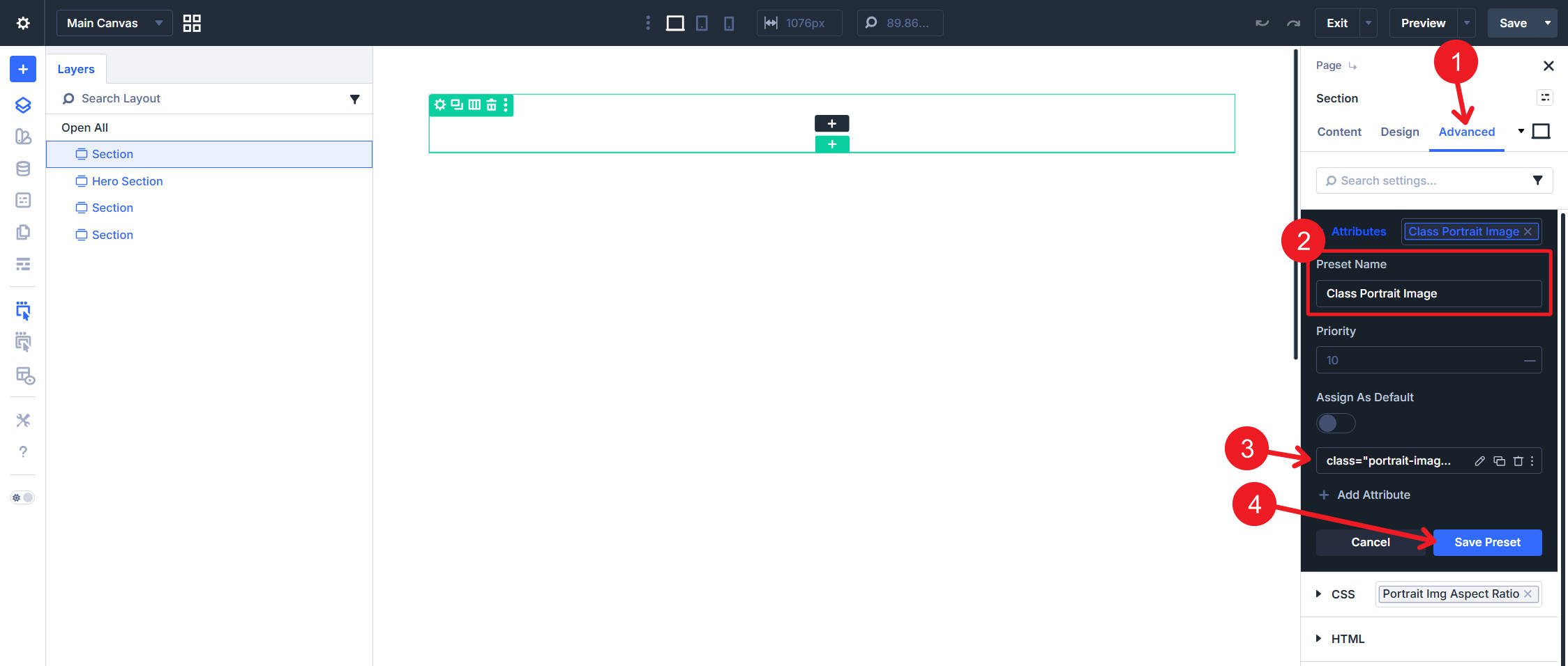 Custom Attribute Preset Portrait Image class