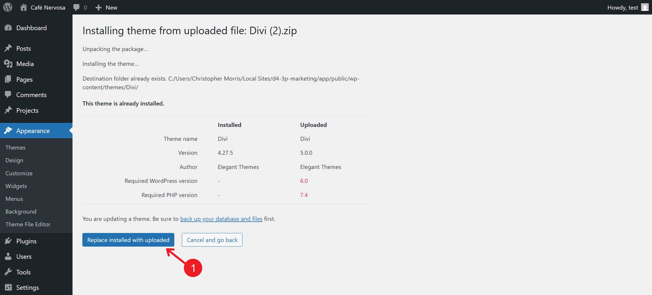 Replace Divi 4 with Divi 5 and Install