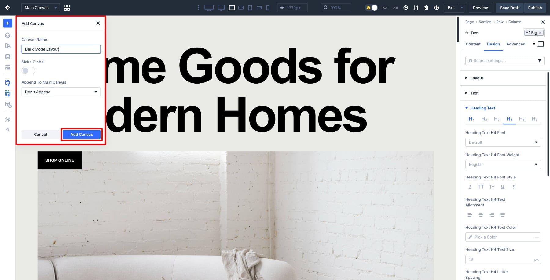 add canvas dark mode