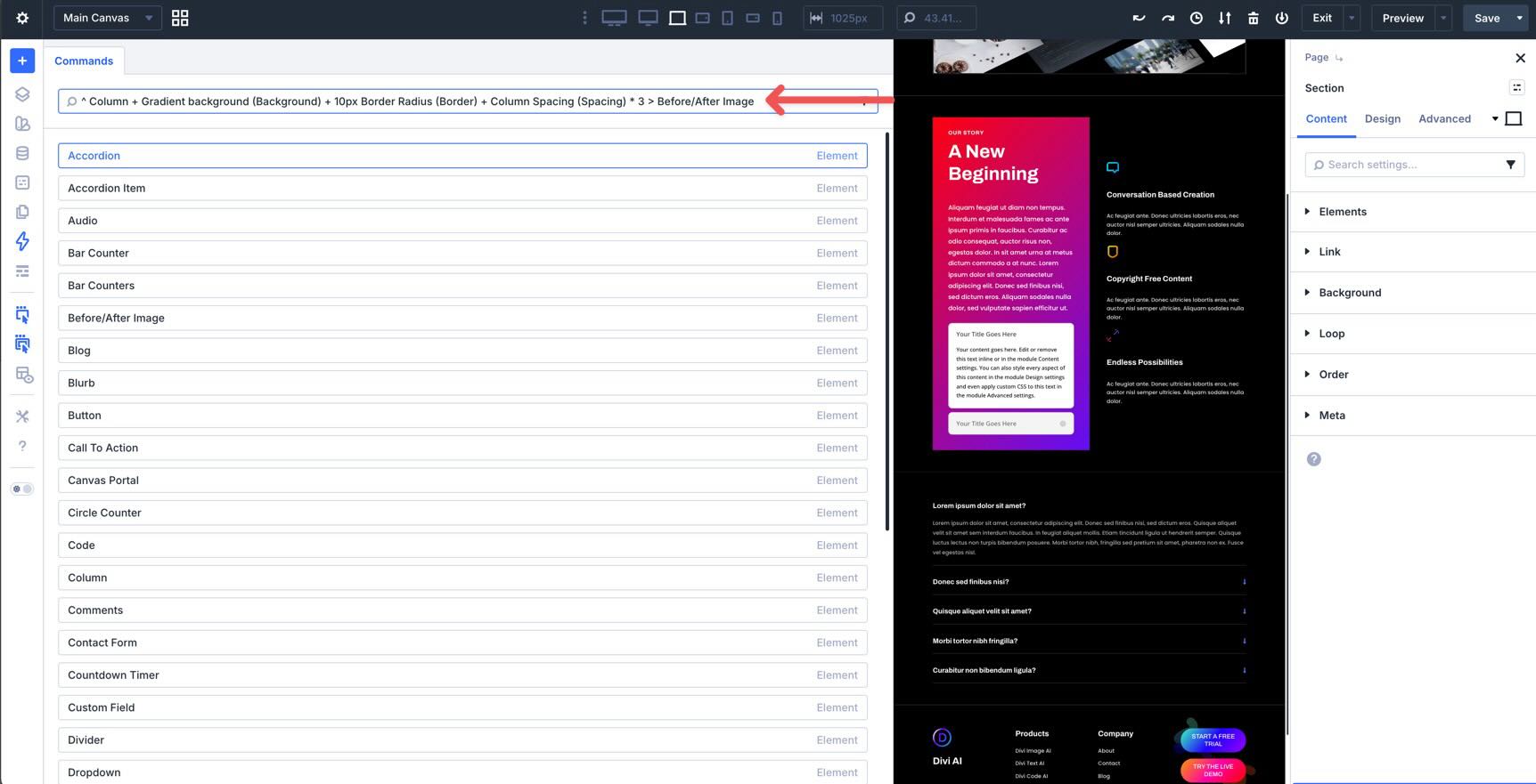 adding modules in the Divi 5 Command Center