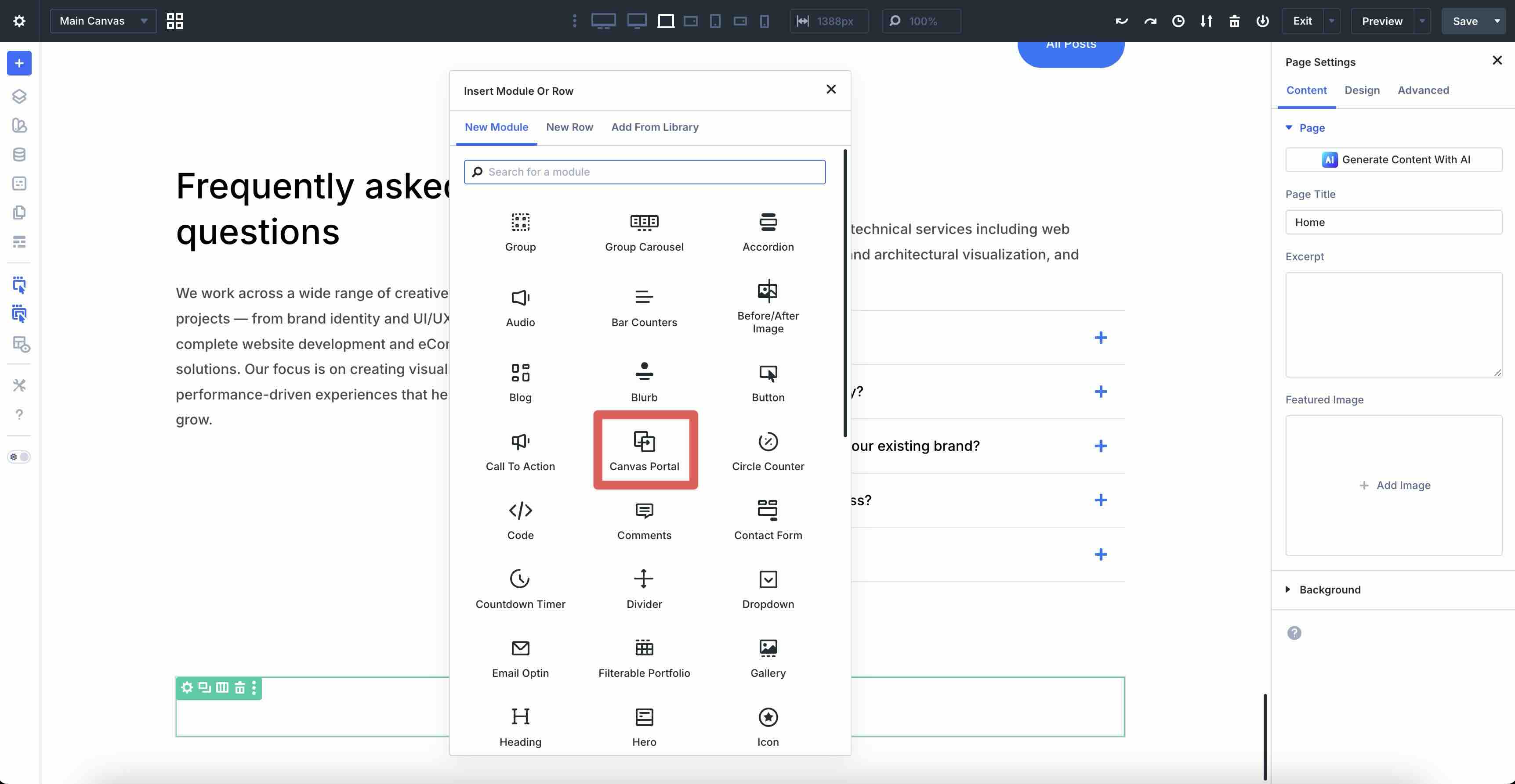 canvas portal module