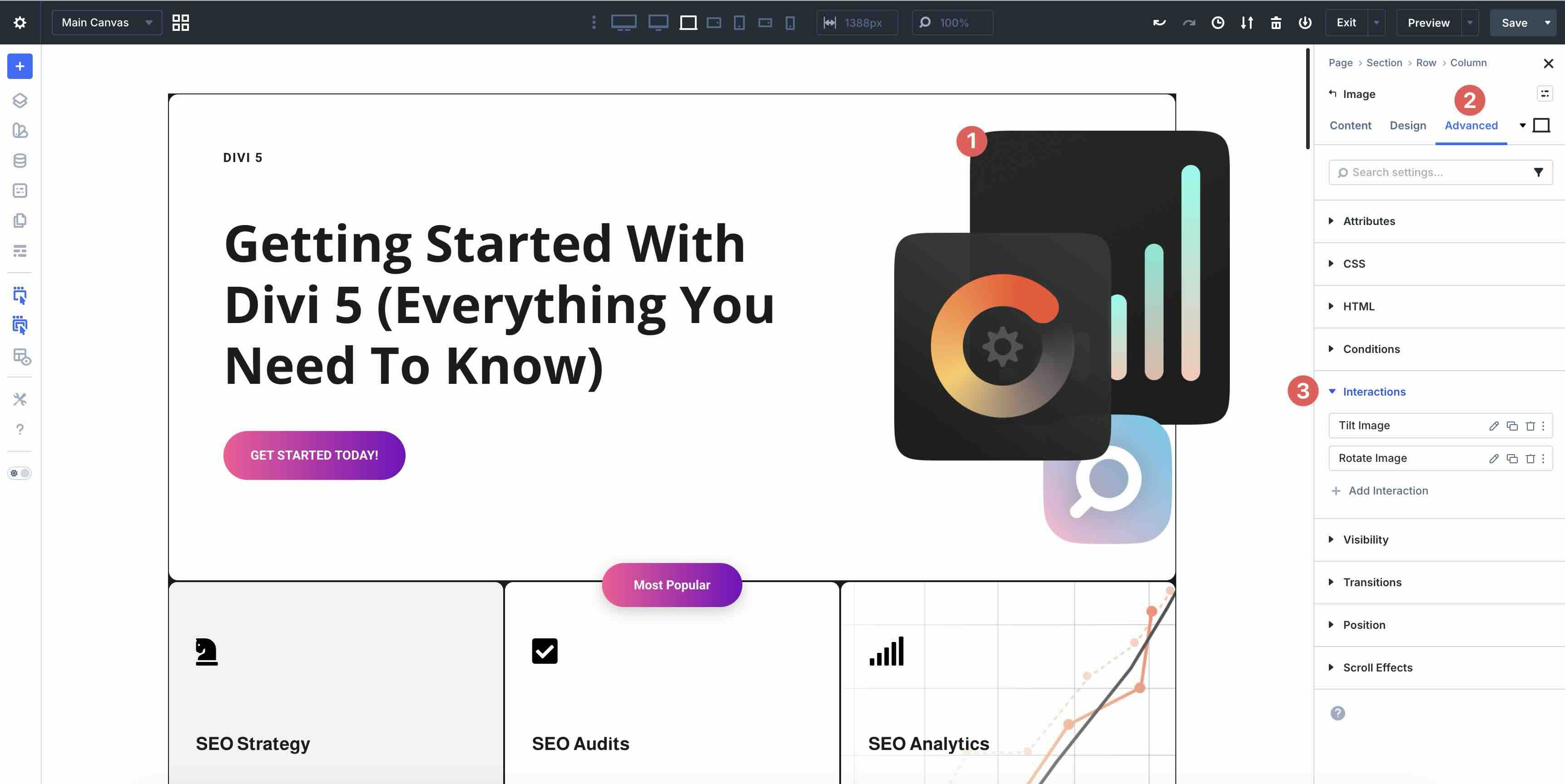 multiple interactions on one element