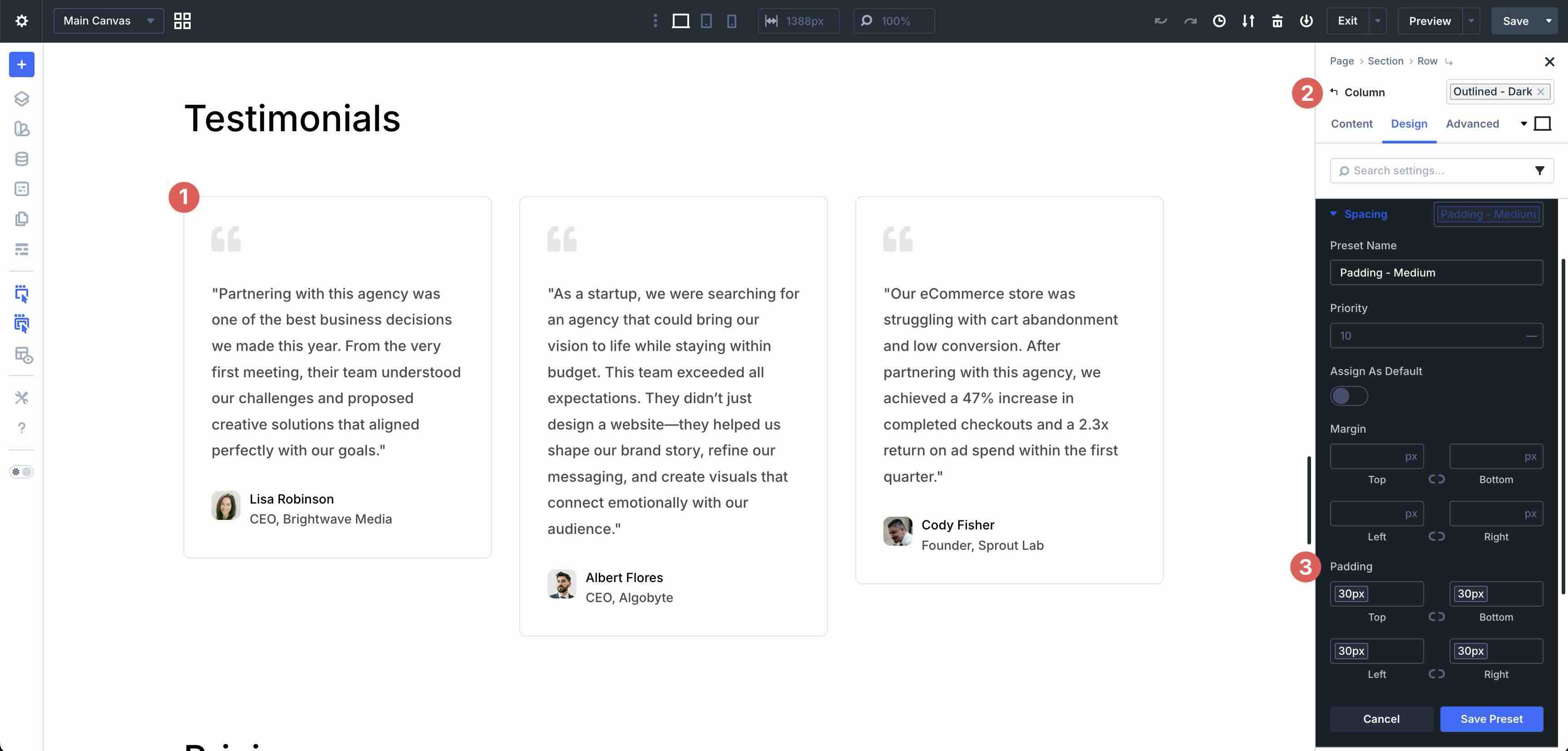 option group presets