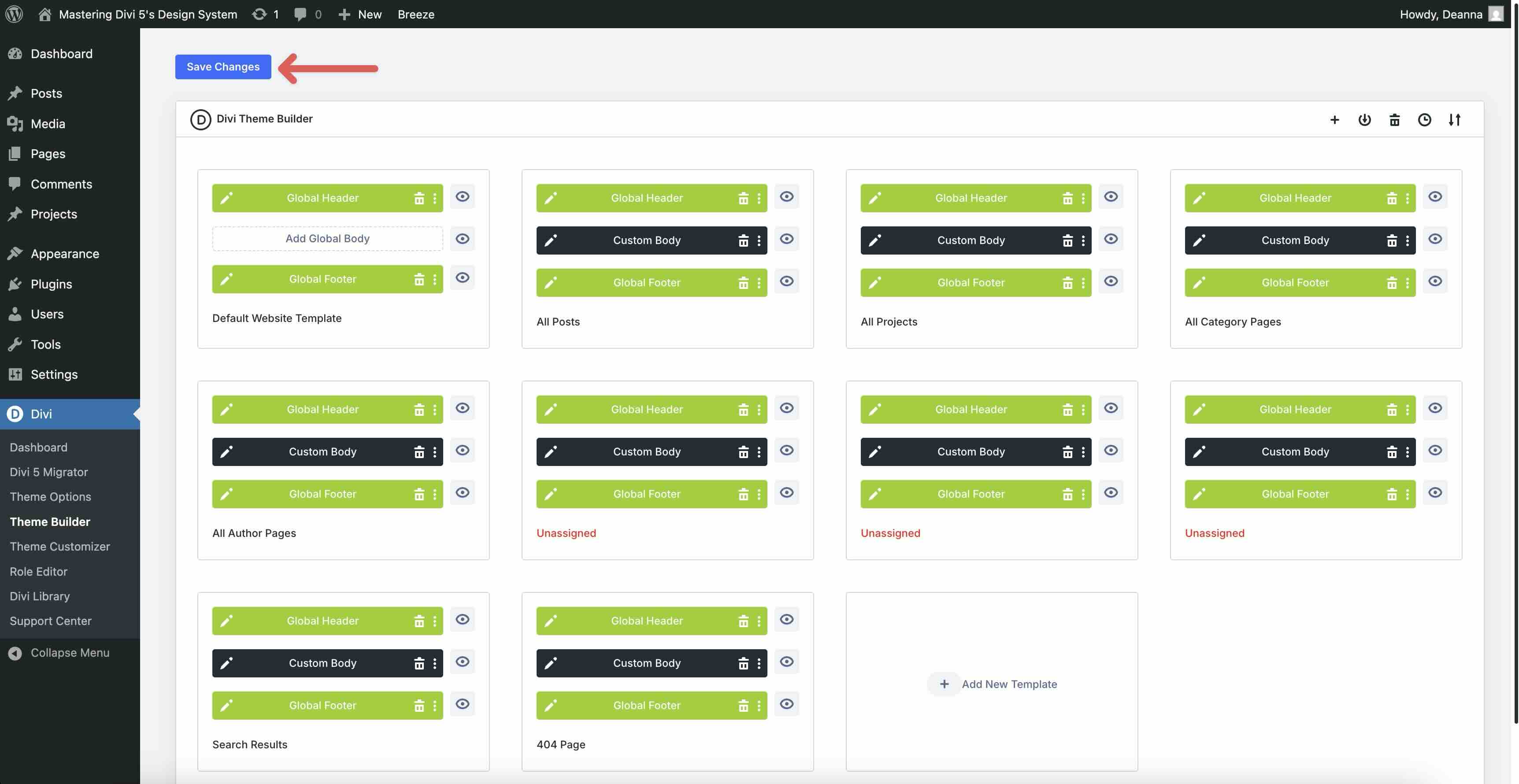 save theme builder templates