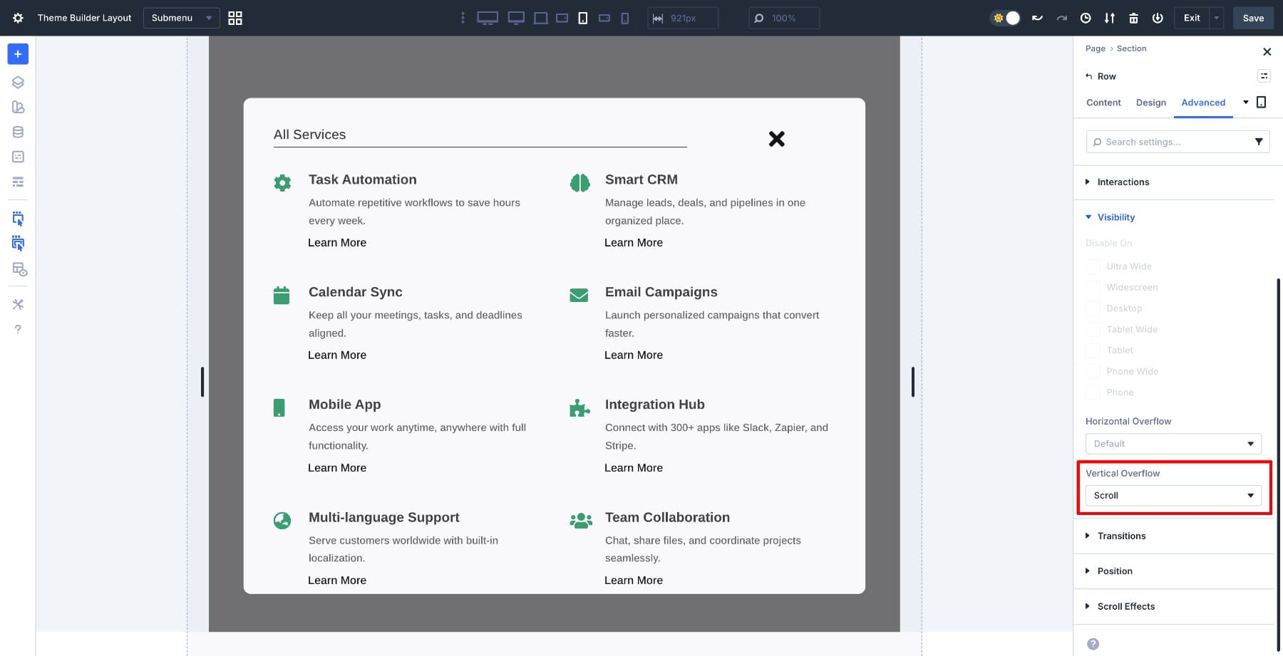 vertical overflow scroll