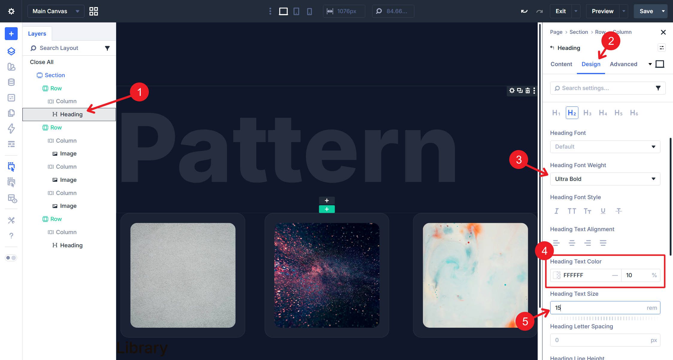 Set Heading Styling Options
