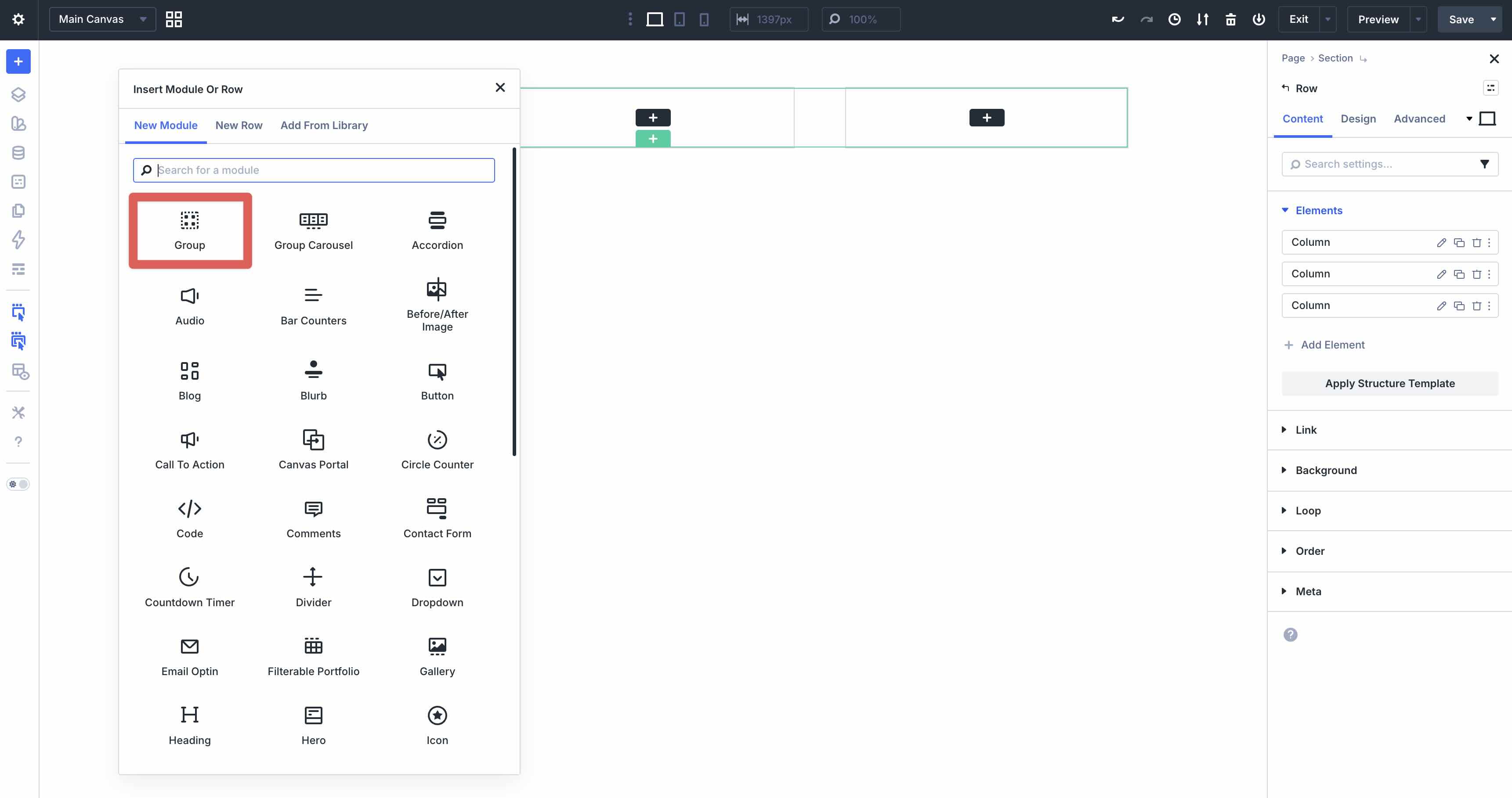 Adding a Group in Divi 5