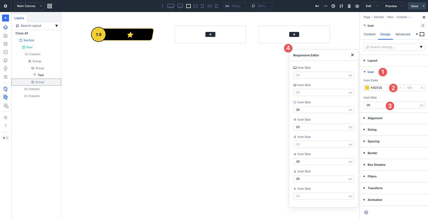 Adjusting icon settings in Divi 5