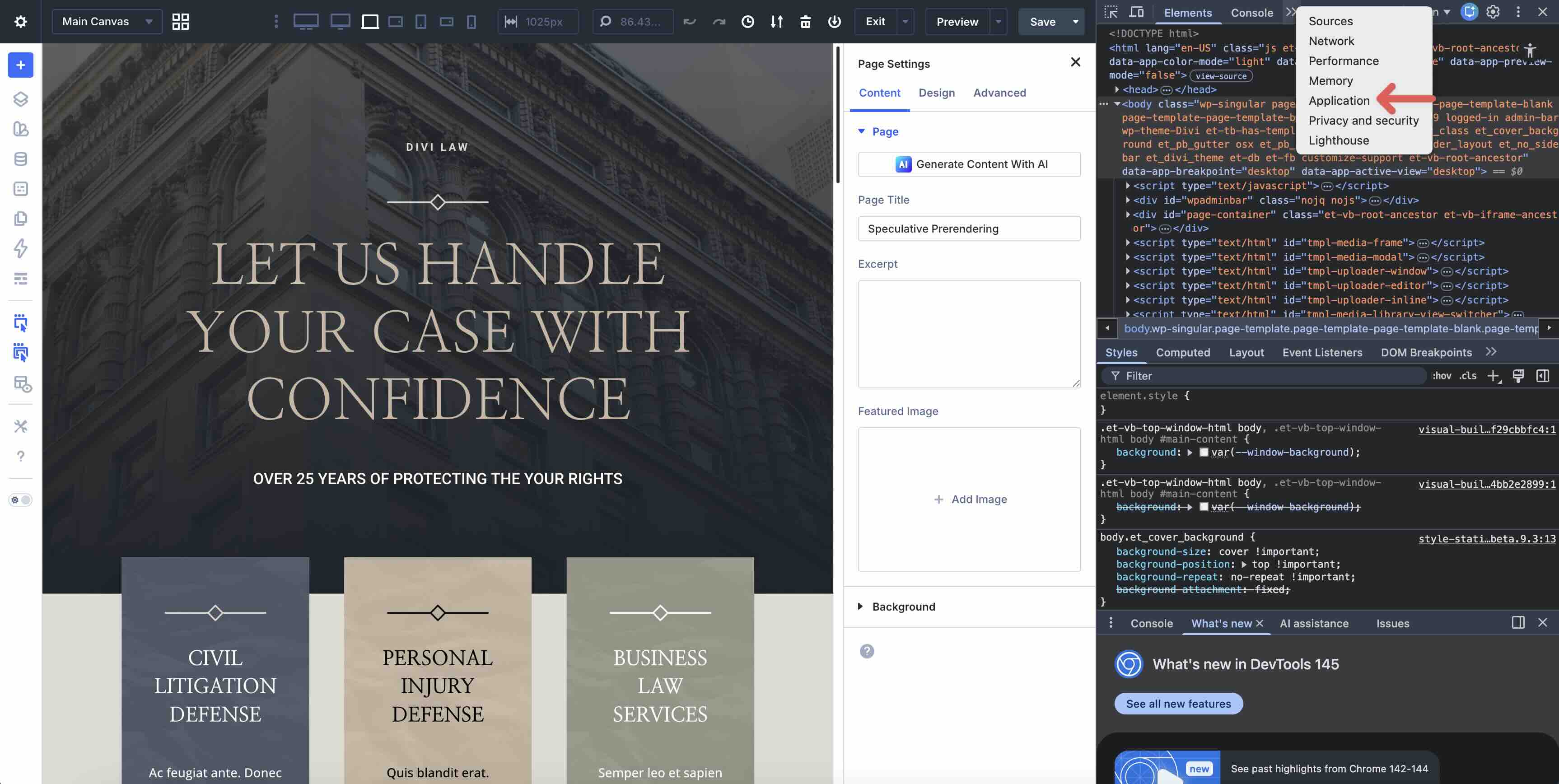 Application tab in Chrome DevTools
