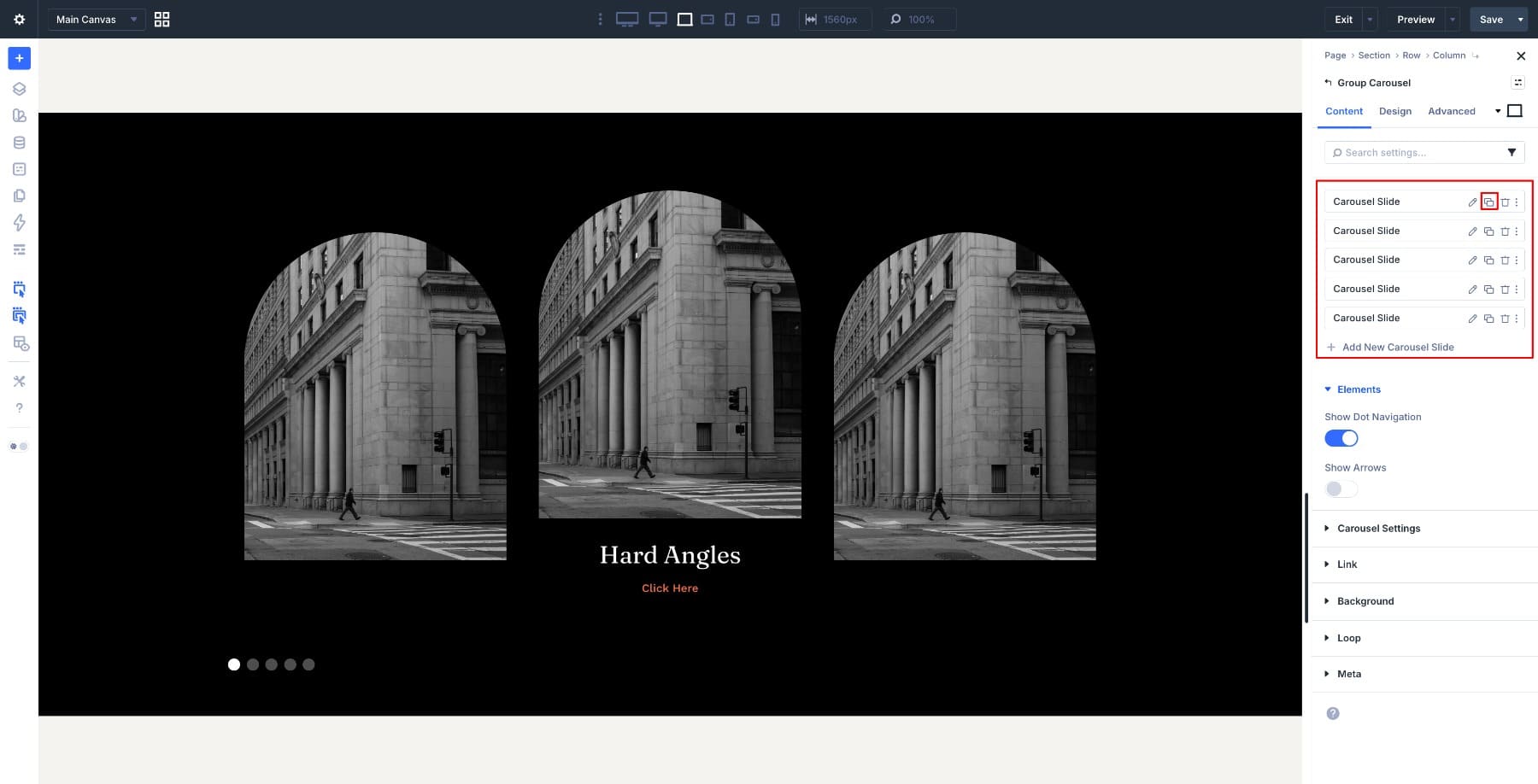 Duplicating carousel slides in Divi 5