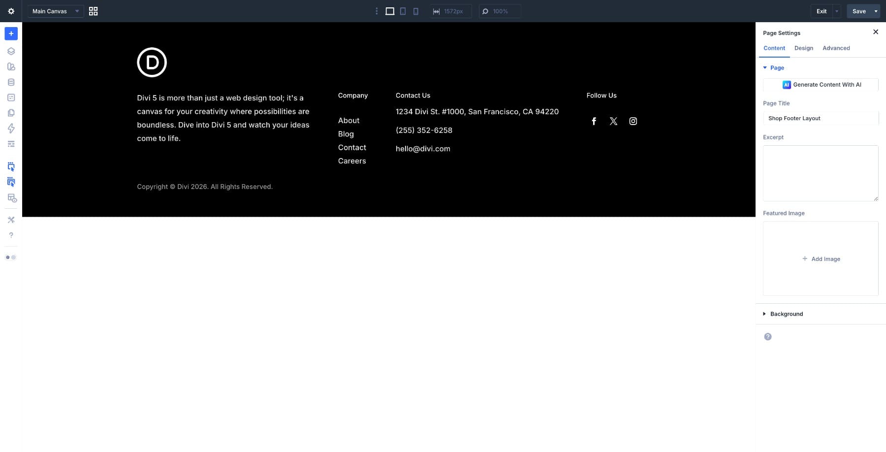 global footer layout