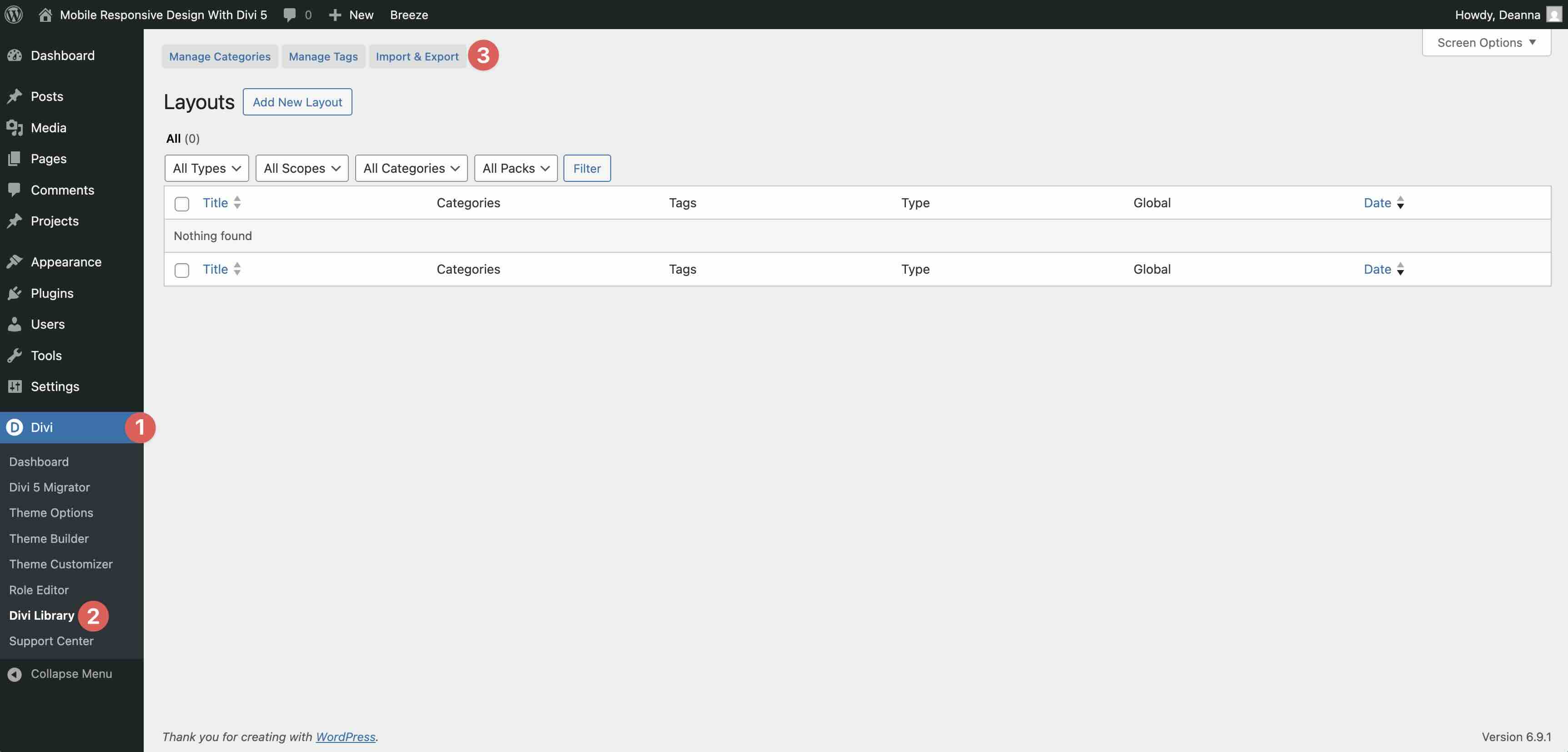 import library layouts