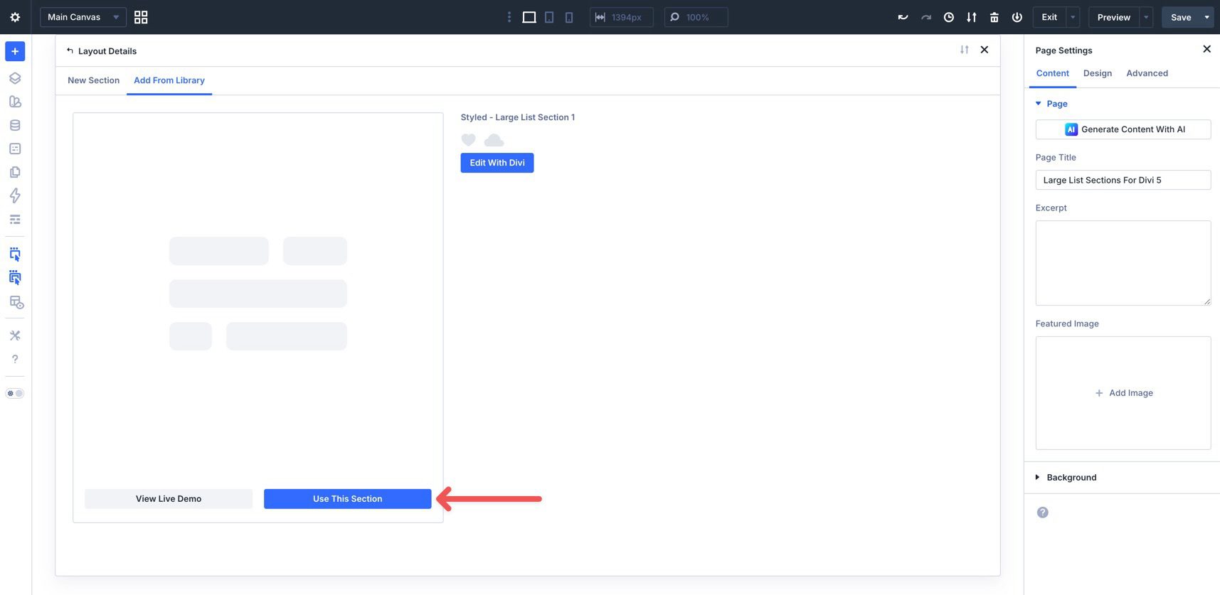 Large List Sections For Divi 5