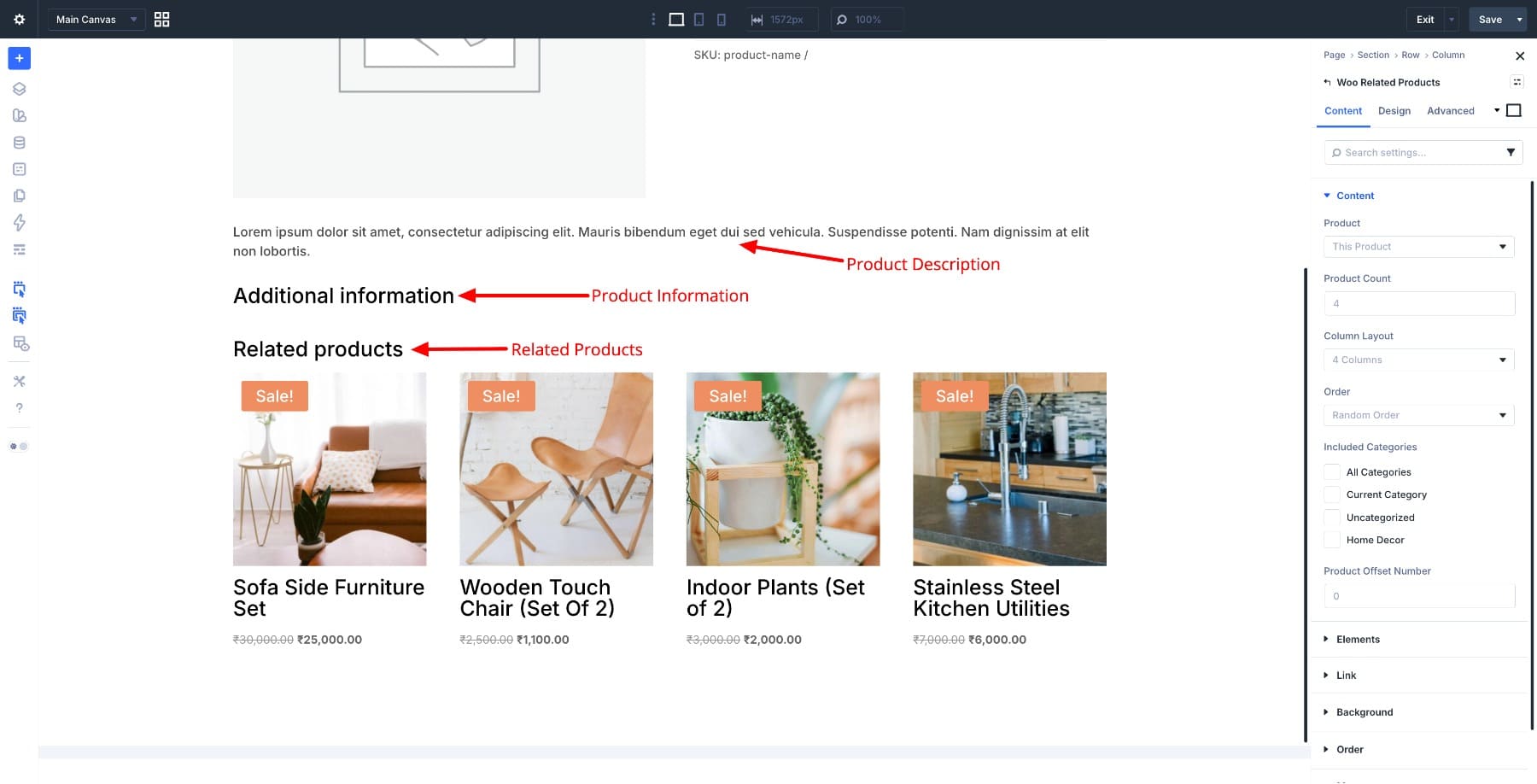 woo modules on product page