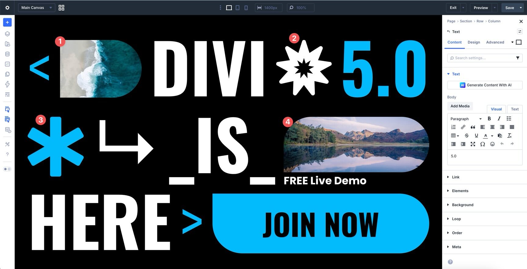 adding or deleting elements in Divi 5