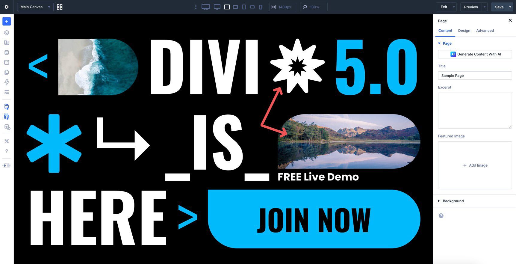 editing design elements in Divi 5