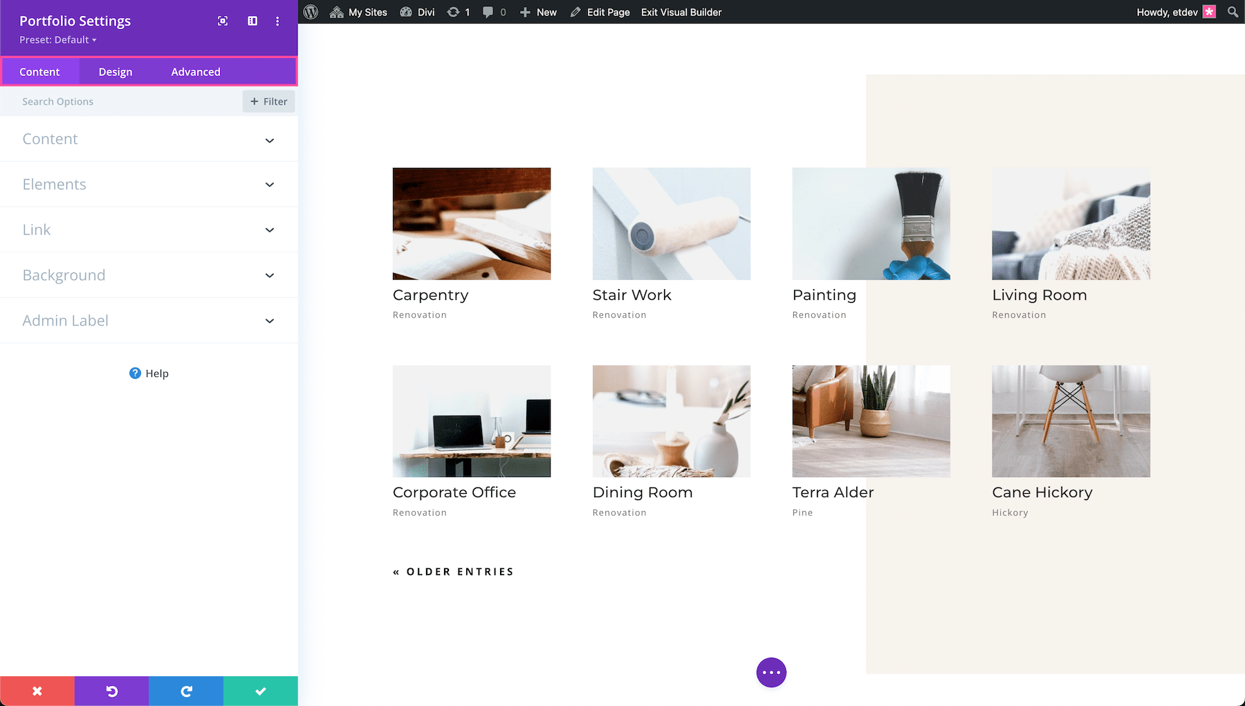 Divi Portfolio Module