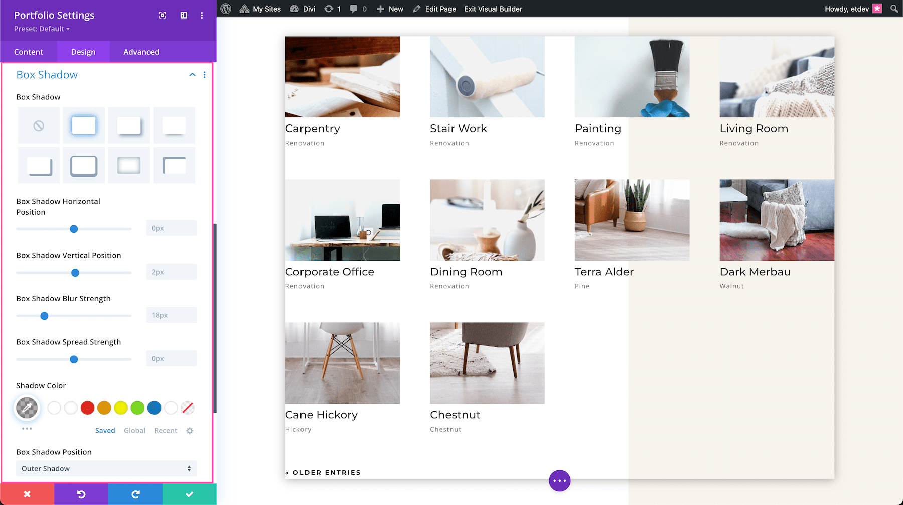 Divi Portfolio Module