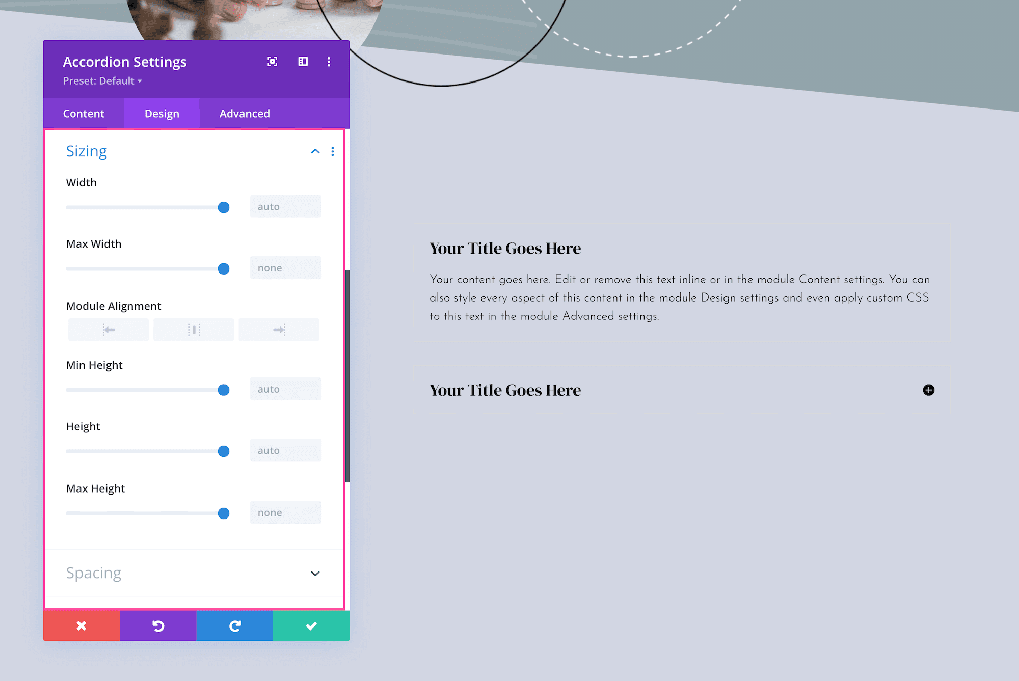 Divi Accordion Module