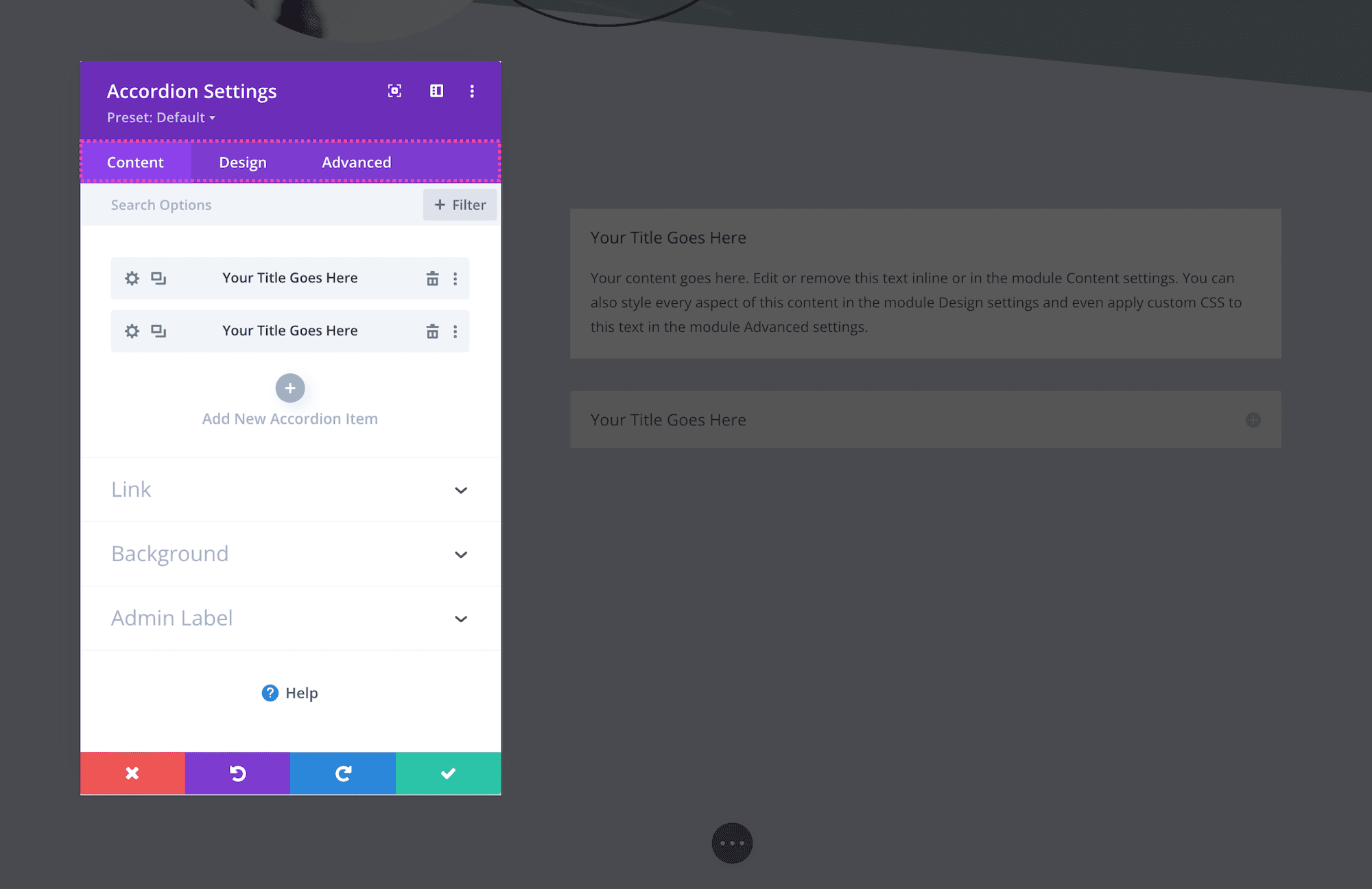 Divi Accordion Module