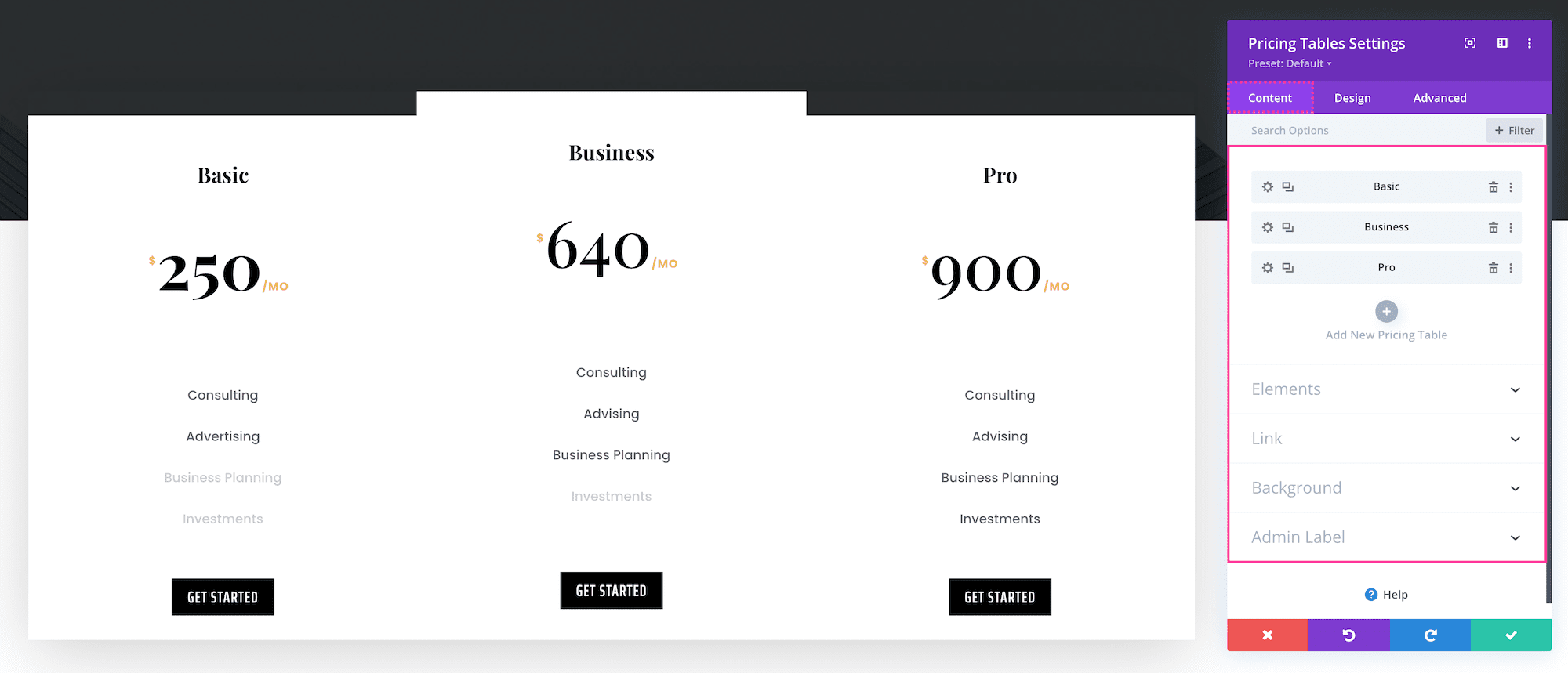 How to use the Divi Pricing Tables Module