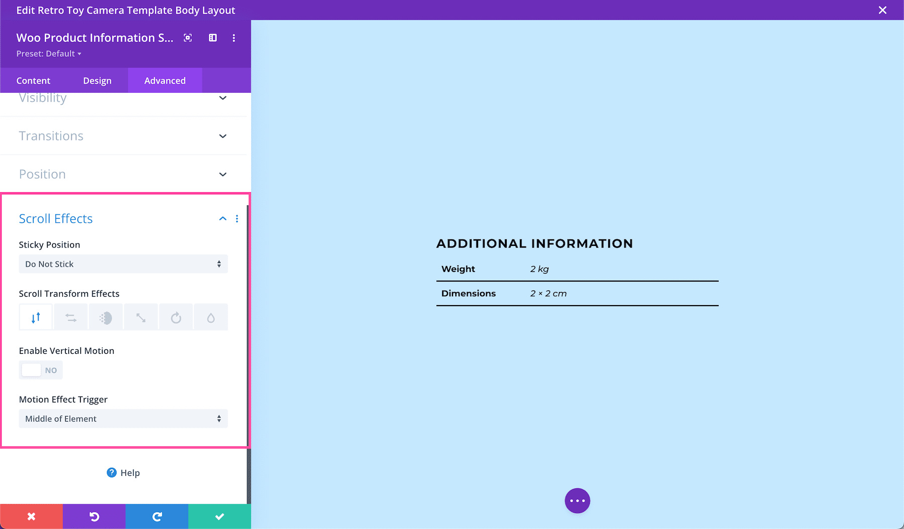 Divi Woo Product Information Module