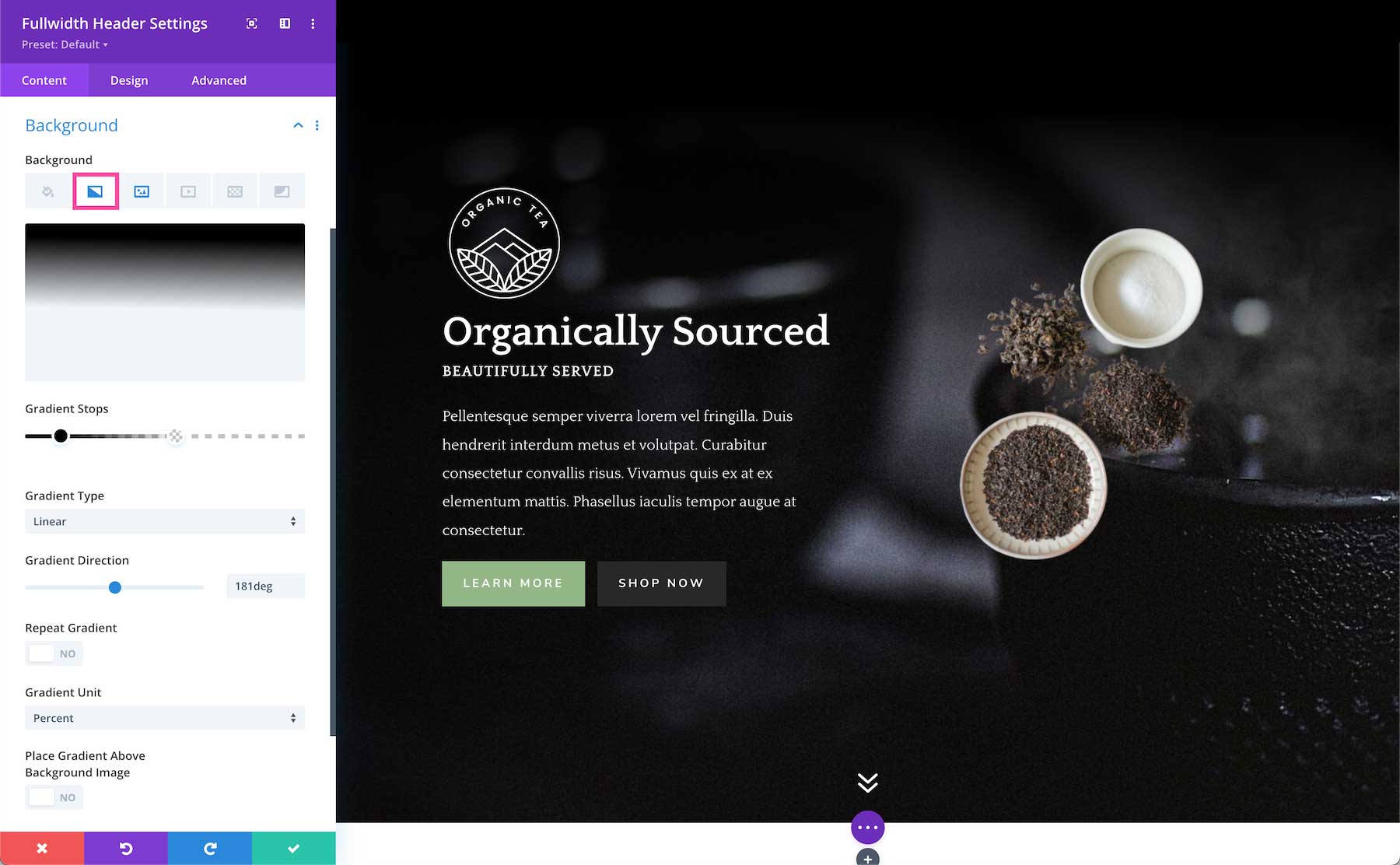 How to add a background gradient