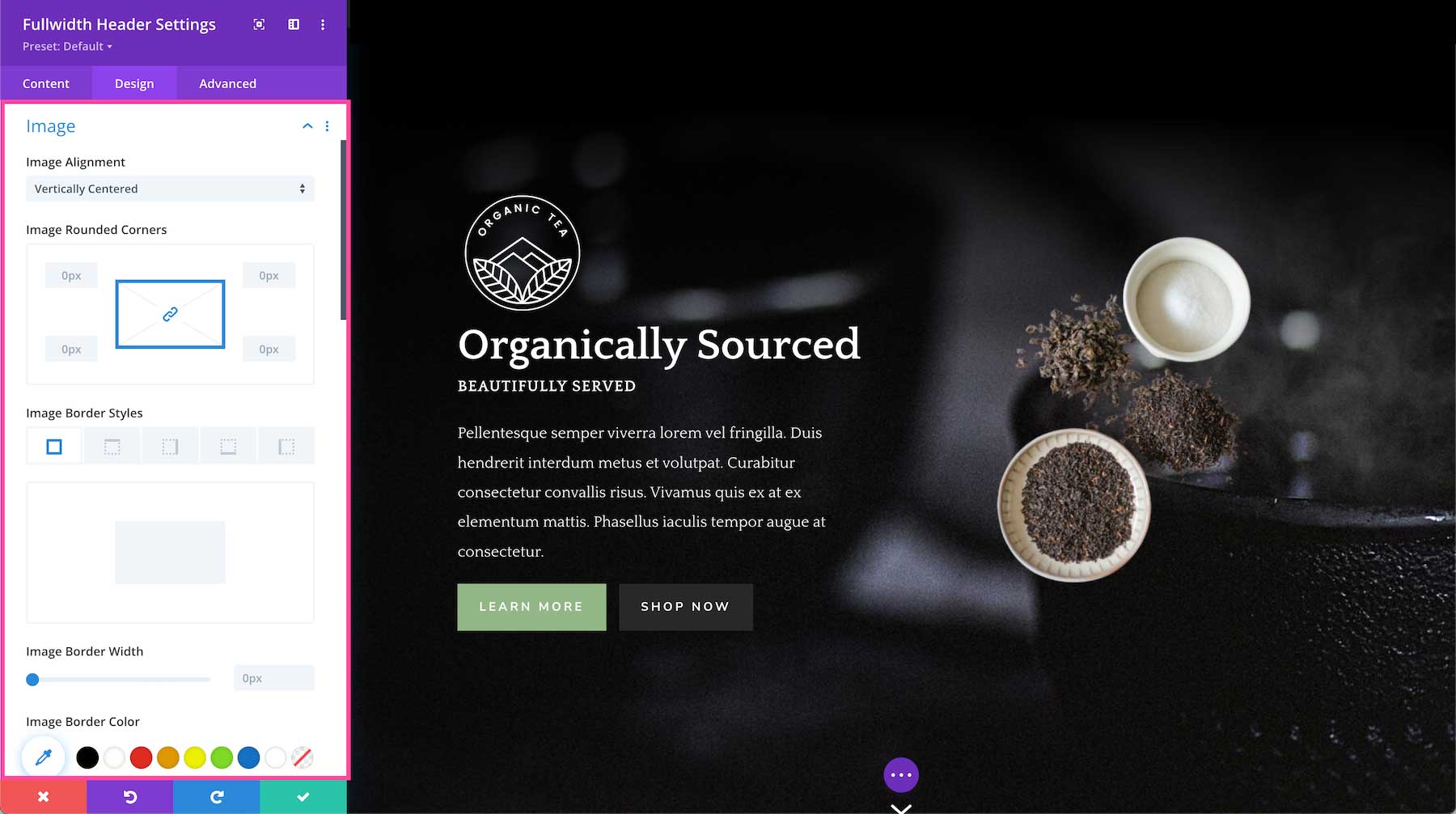 Image settings and styles