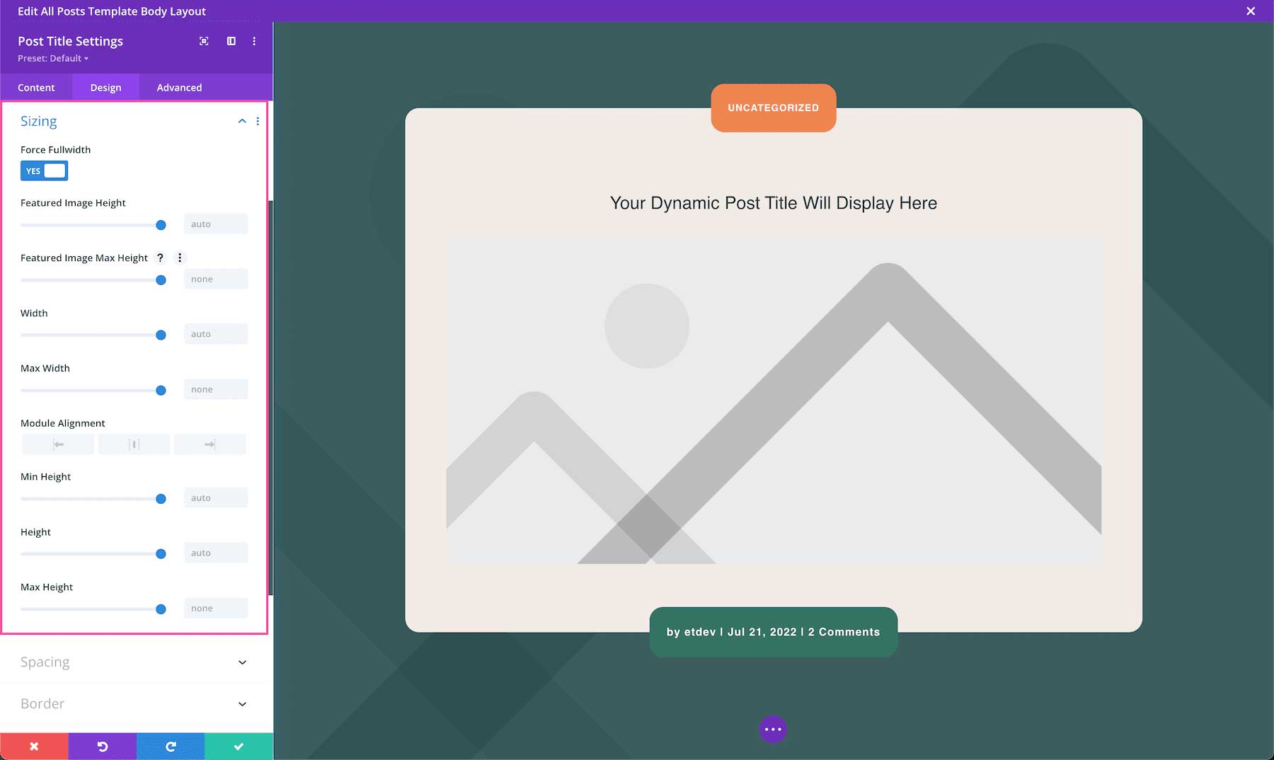 Divi Post Title Module