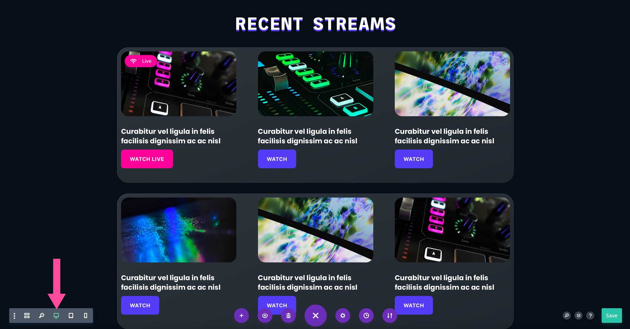 Divi responsive preview system