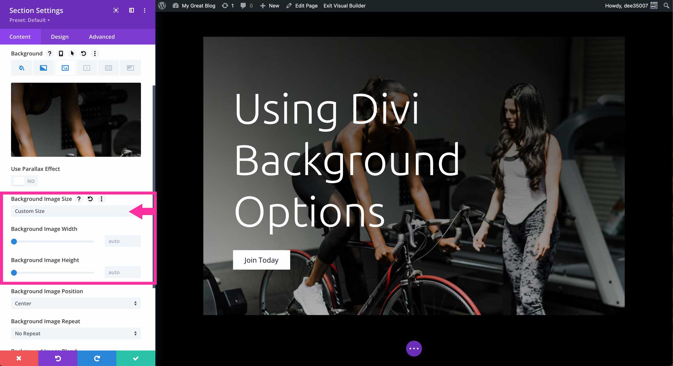 custom background image size