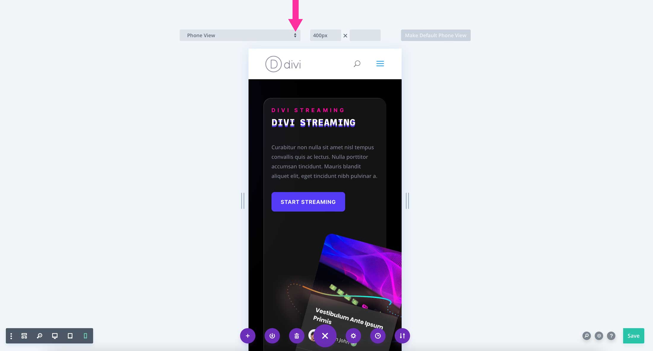 device presets dropdown menu