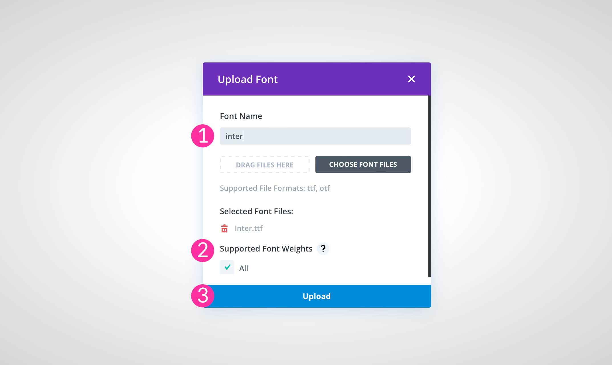 naming and uploading fonts