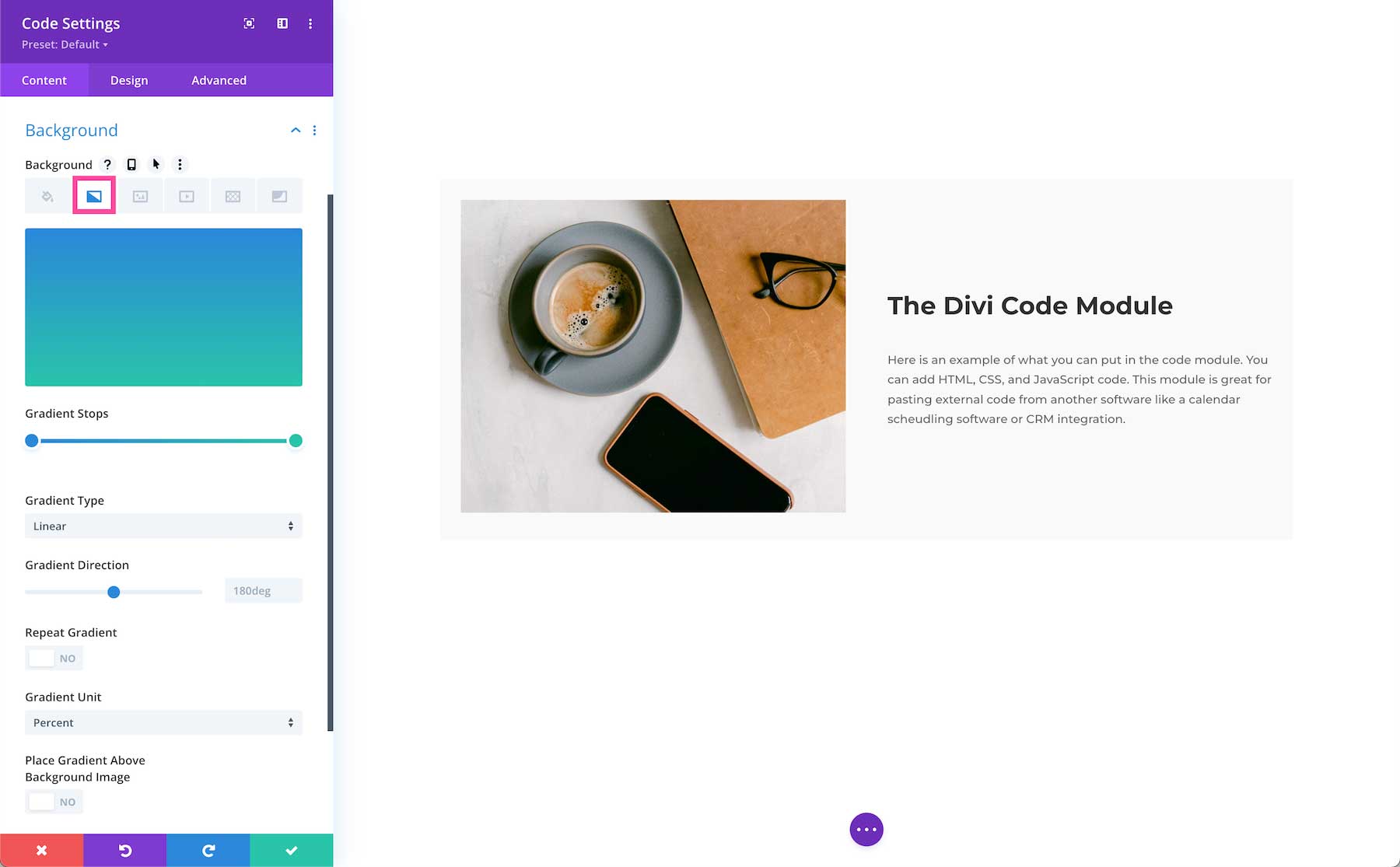 How to add a background gradient