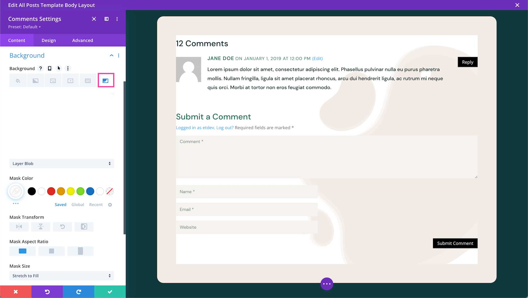 How to add a background mask
