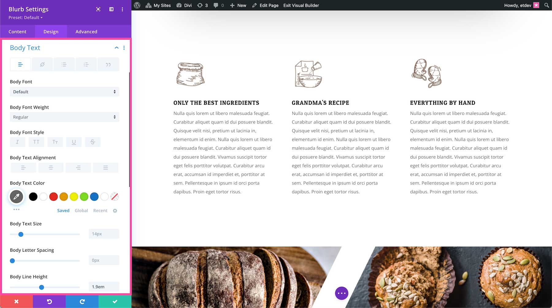 Blurb module body text