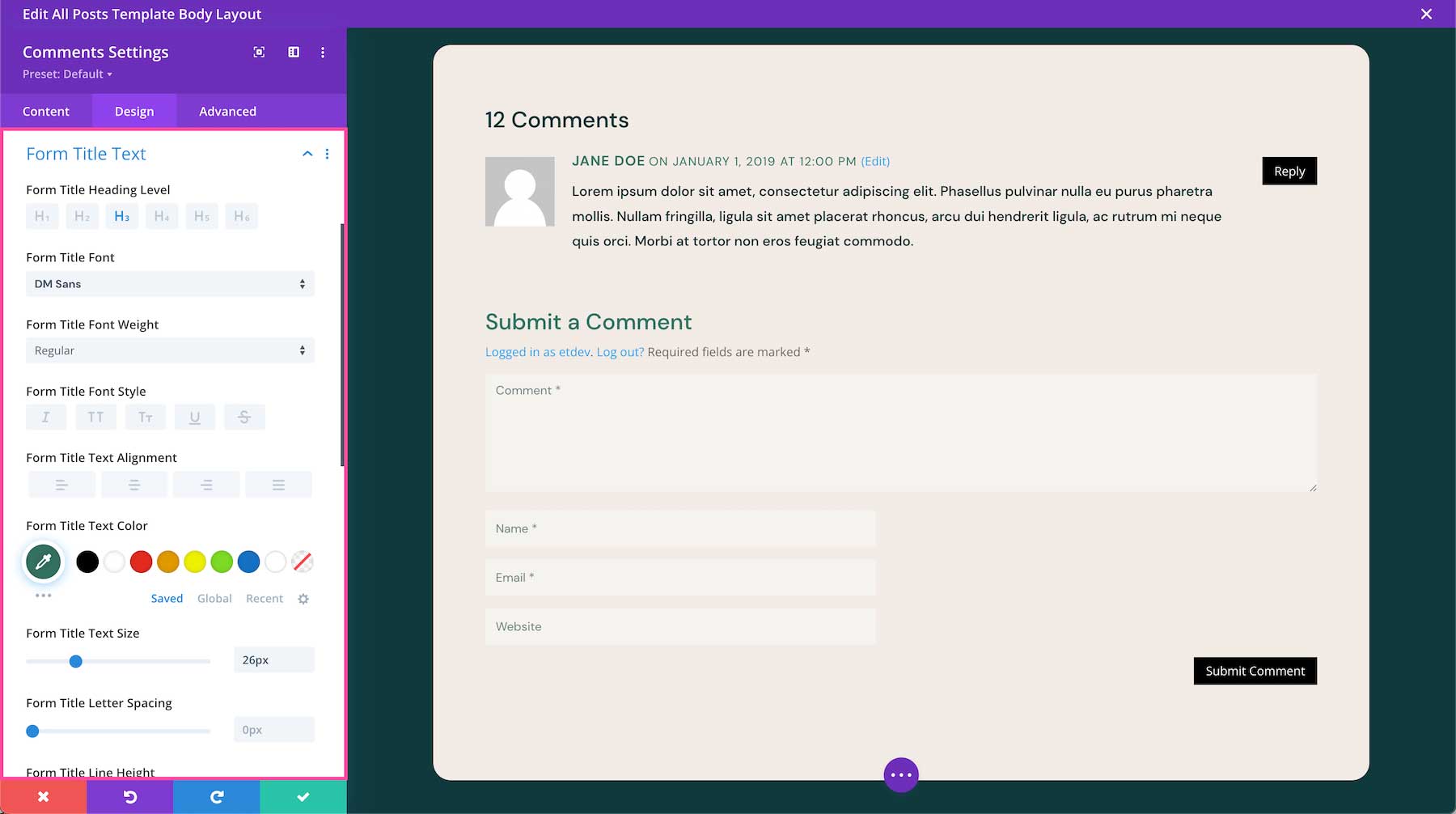 Divi Comments Module